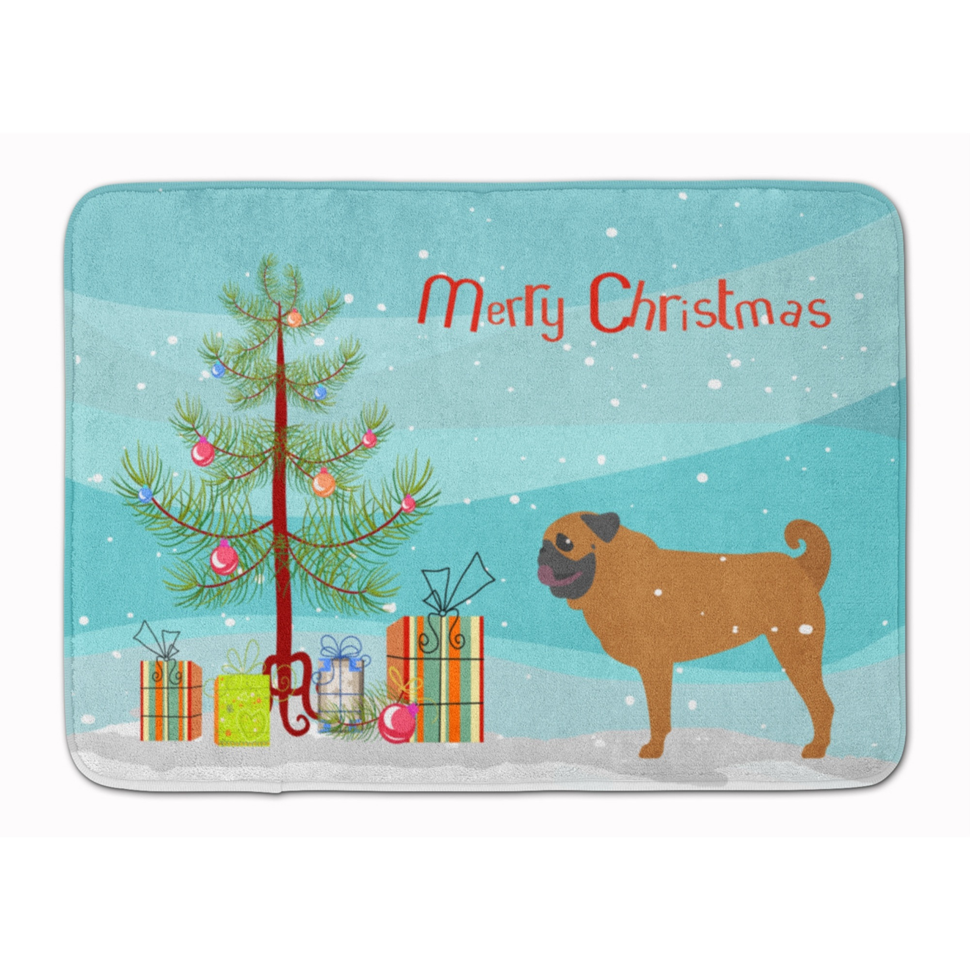 &quotCaroline's Treasures Pug Merry Christmas Tree Floor Mat, 19"" x 27"", Multicolor"