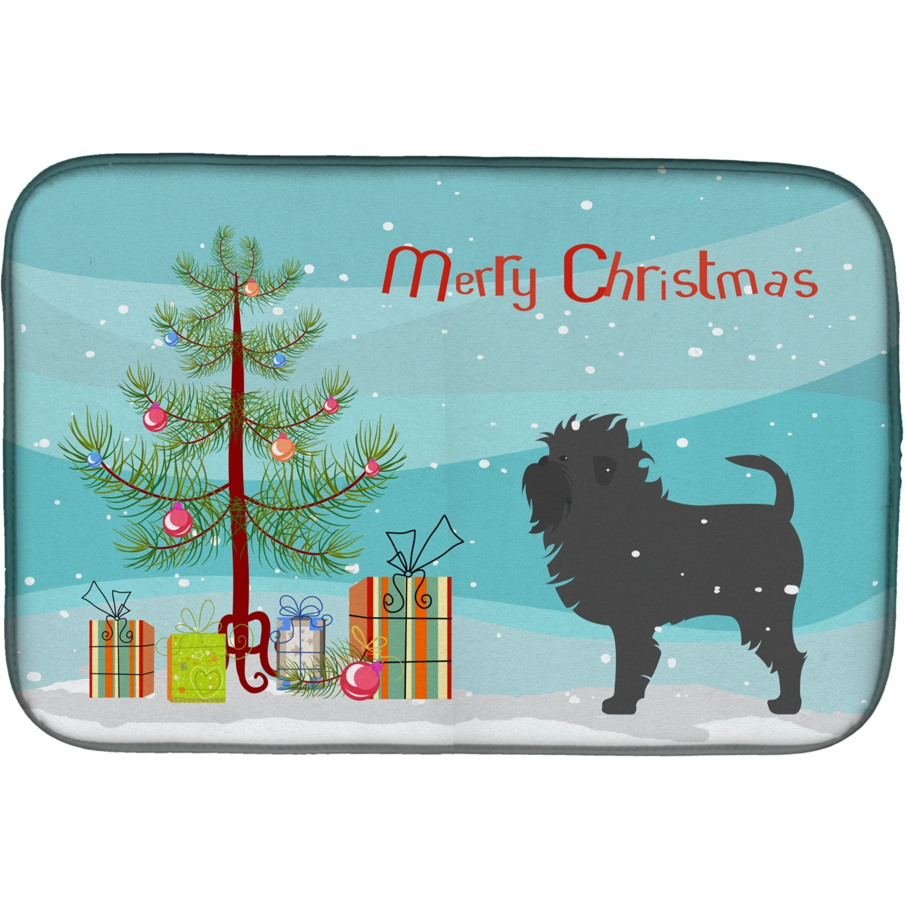 &quotCaroline's Treasures Affenpinscher Merry Christmas Tree Dish Drying Mat, 14"" x 21"""