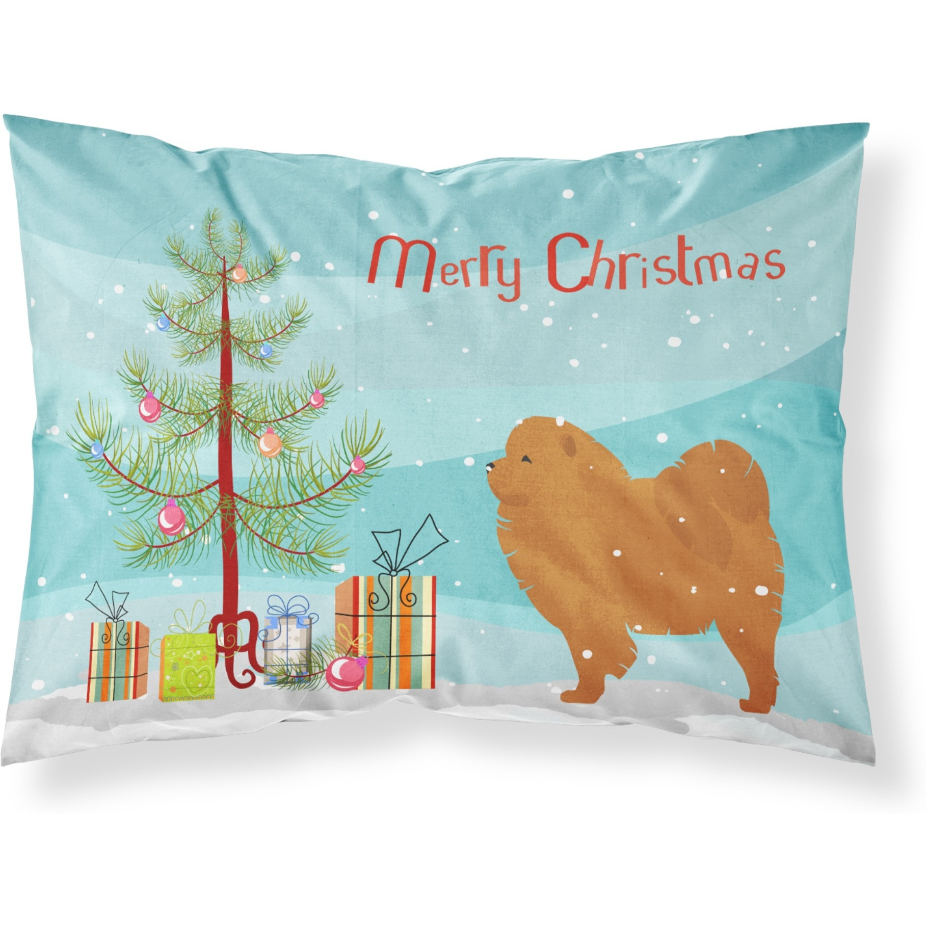 Caroline's Treasures Christmas Tree Chow Merry Fabric Standard Pillowcase BB2969PILLOWCASE