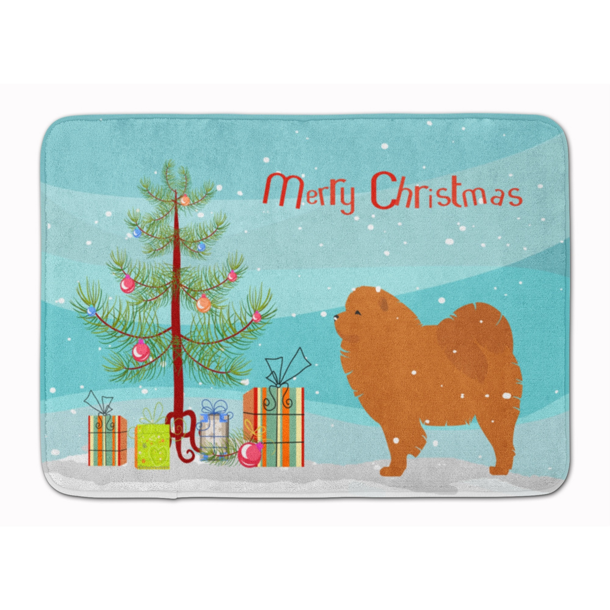 &quotCaroline's Treasures Chow Merry Christmas Tree Floor Mat, 19"" x 27"", Multicolor"