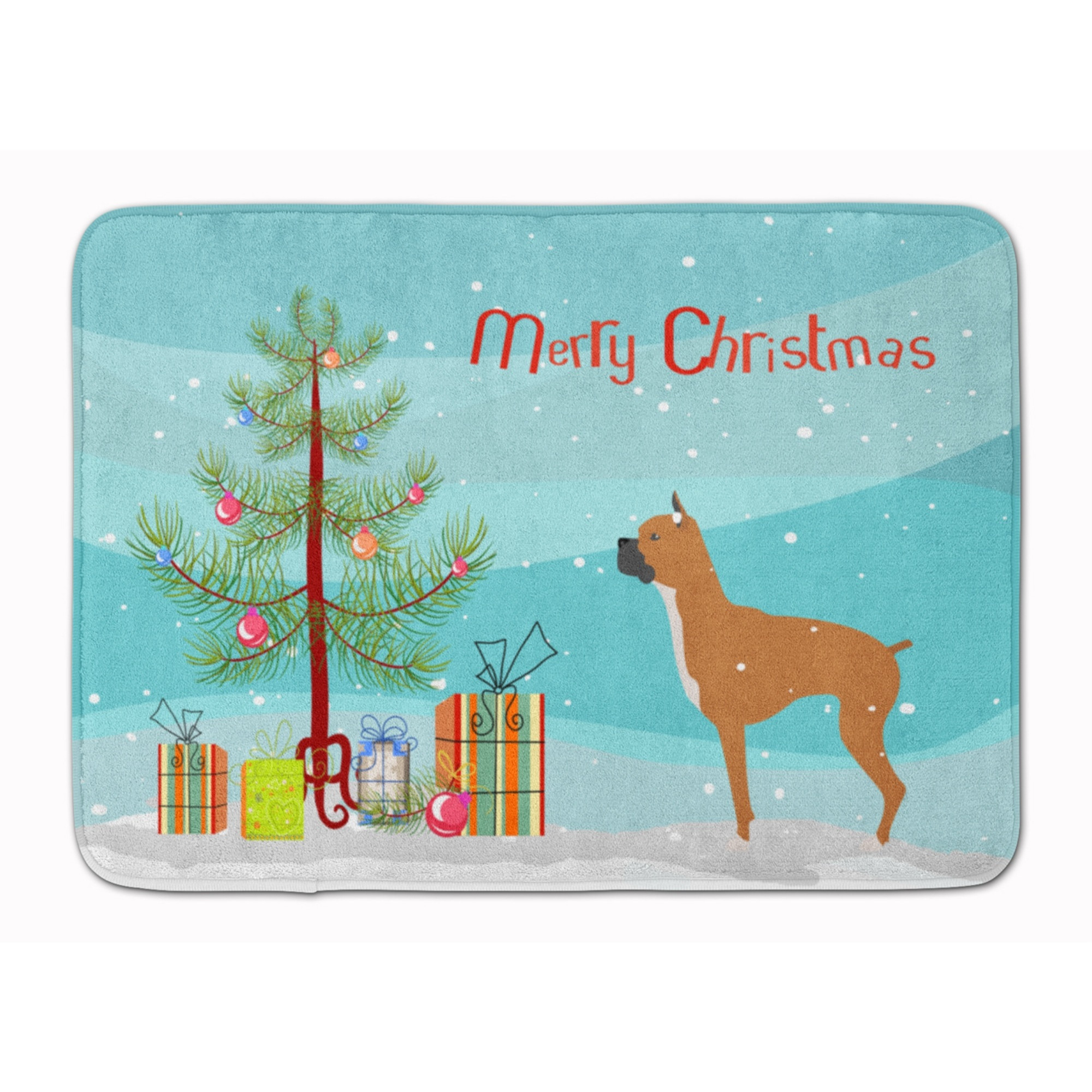 &quotCaroline's Treasures Boxer Merry Christmas Tree Floor Mat, 19"" x 27"", Multicolor"