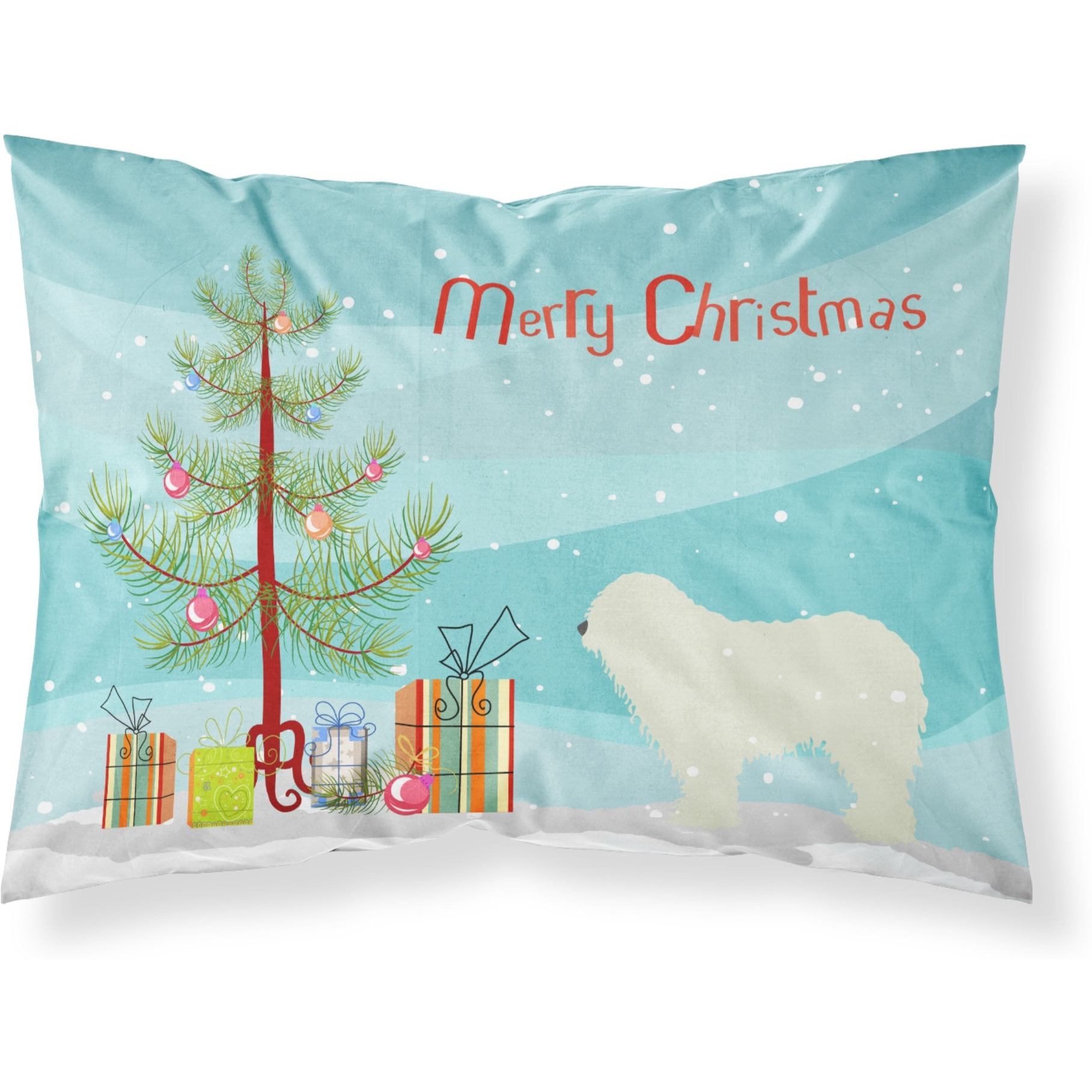 Caroline's Treasures Christmas Tree Komondor Merry Fabric Standard Pillowcase BB2973PILLOWCASE