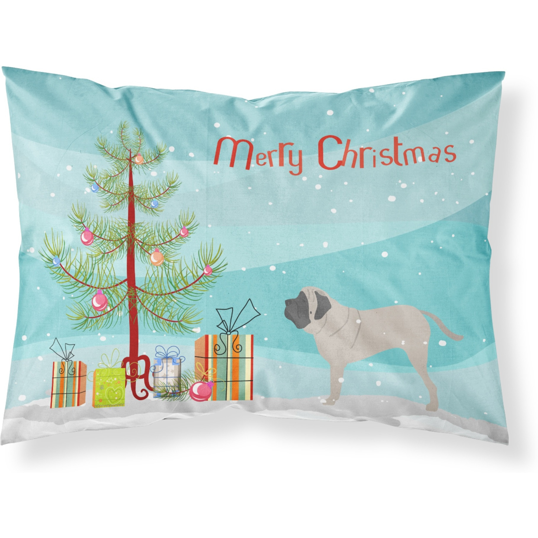Caroline's Treasures Christmas Tree English Mastiff Merry Fabric Standard Pillowcase BB2974PILLOWCASE