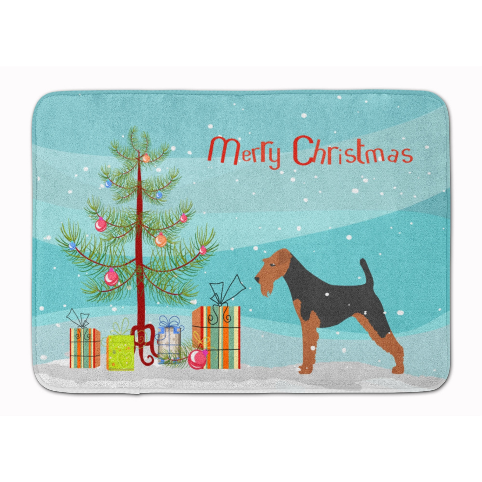 &quotCaroline's Treasures Airedale Terrier Merry Christmas Tree Floor Mat, 19"" x 27"", Multicolor"