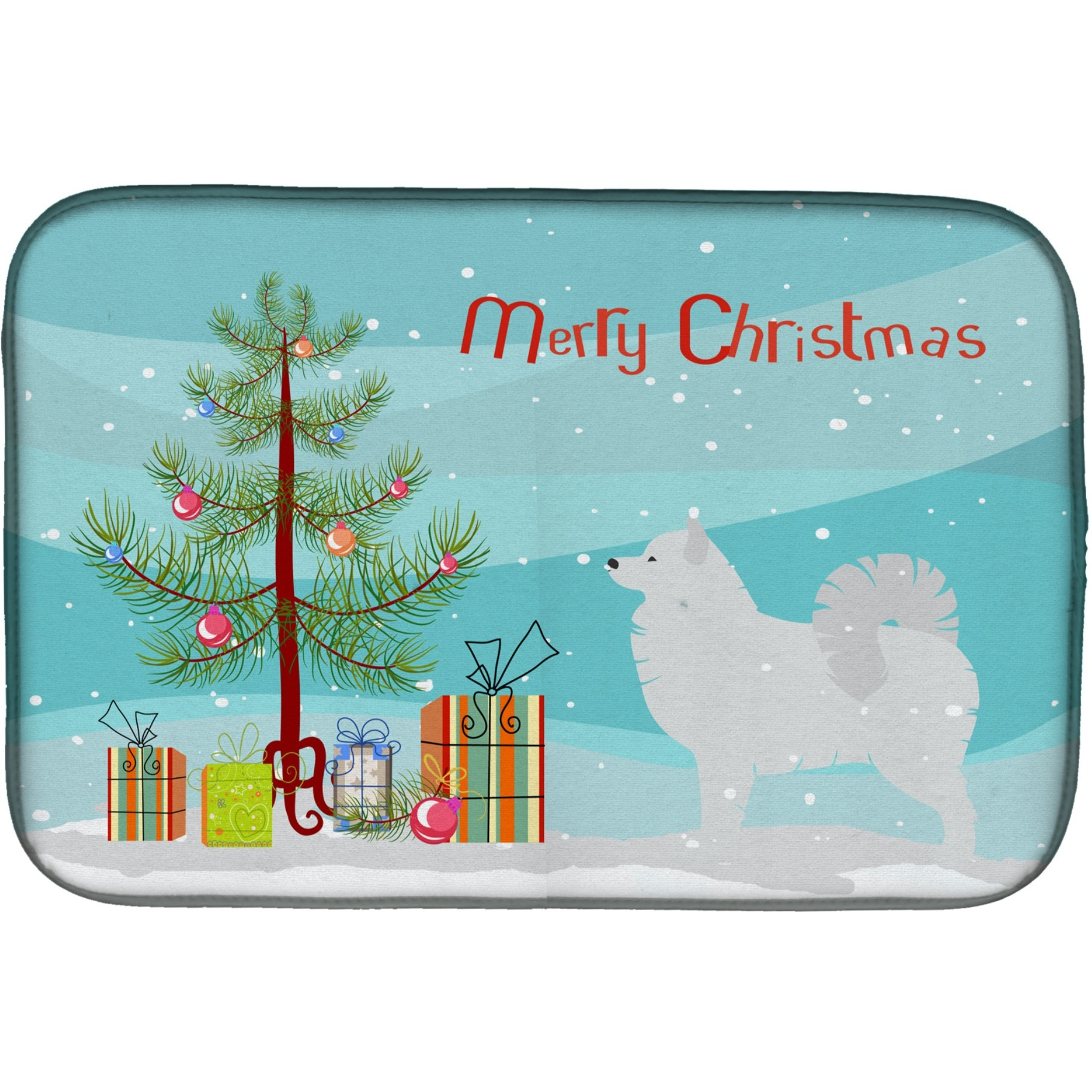 &quotCaroline's Treasures Samoyed Merry Christmas Tree Dish Drying Mat, 14"" x 21"""