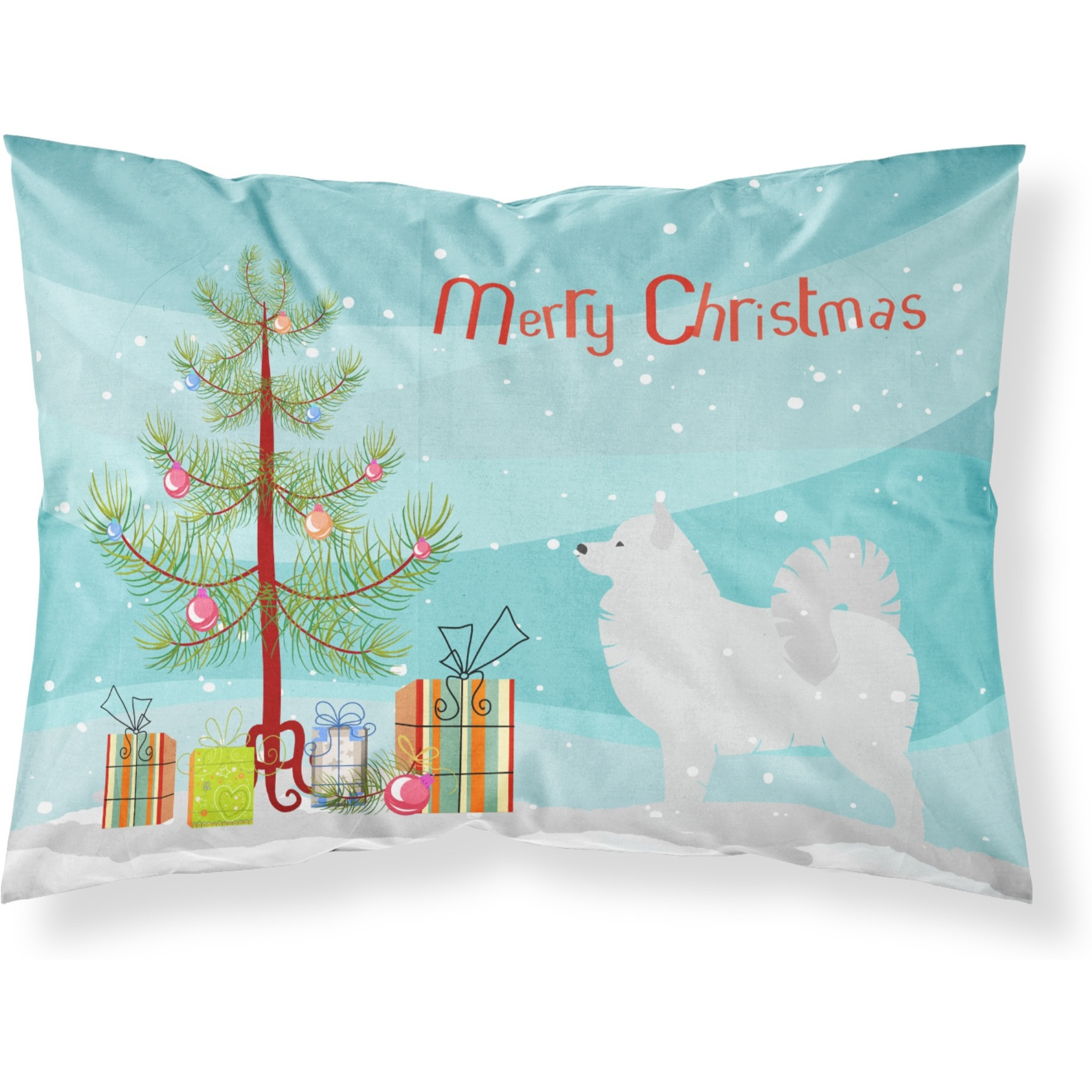 Caroline's Treasures Christmas Tree Samoyed Merry Fabric Standard Pillowcase BB2977PILLOWCASE