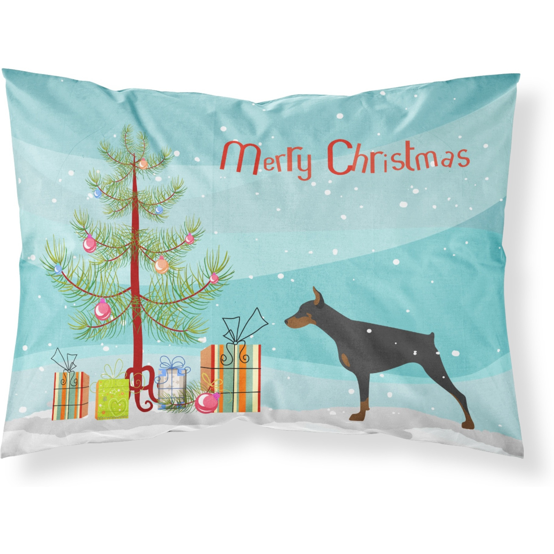 Caroline's Treasures Christmas Tree Doberman Pinscher Merry Fabric Standard Pillowcase BB2978PILLOWCASE