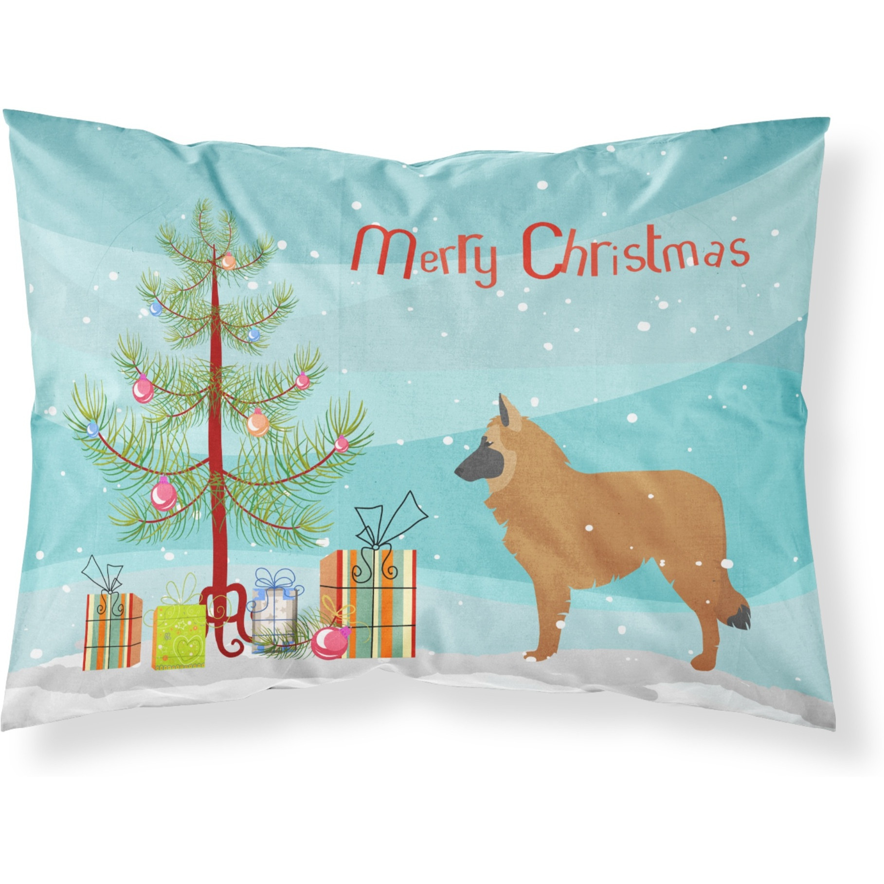 Caroline's Treasures Christmas Tree Belgian Shepherd Merry Fabric Standard Pillowcase BB2979PILLOWCASE
