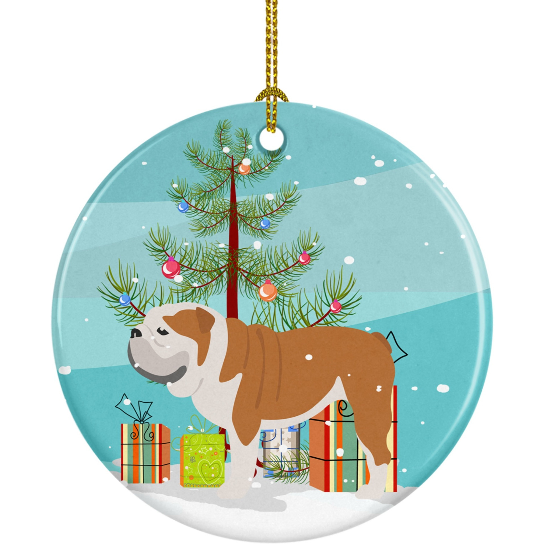 Caroline's Treasures English Bulldog Merry Christmas Tree Ceramic Ornament