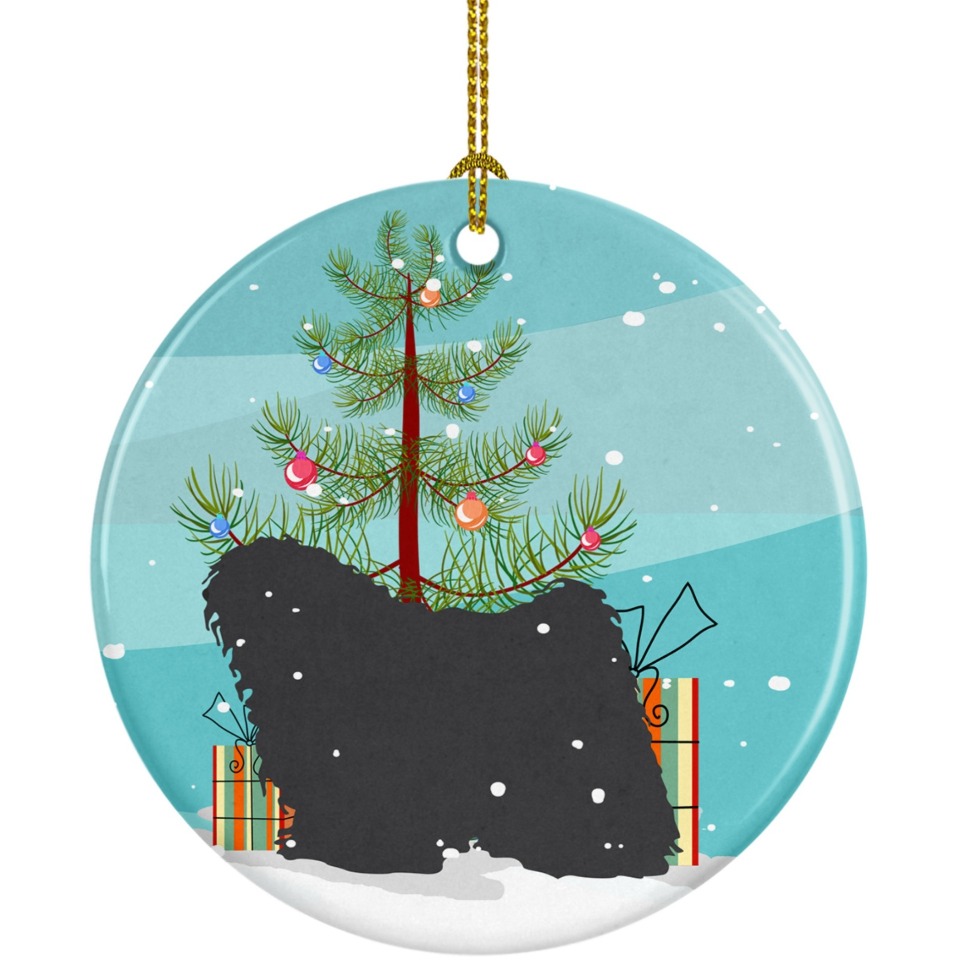&quotCaroline's Treasures Puli Merry Christmas Tree Ceramic Ornament, Multicolor"