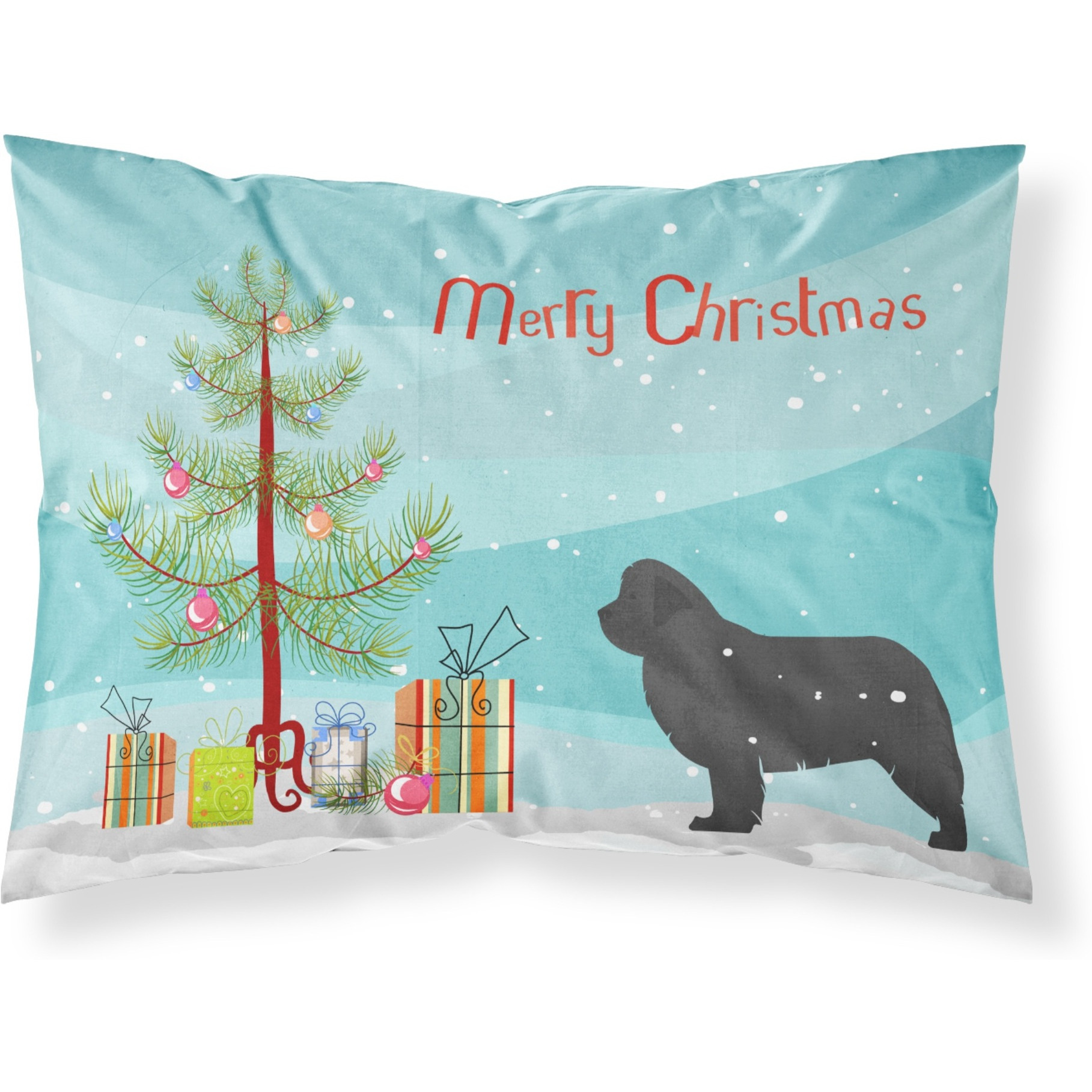 Caroline's Treasures Christmas Tree Newfoundland Merry Fabric Standard Pillowcase BB2982PILLOWCASE