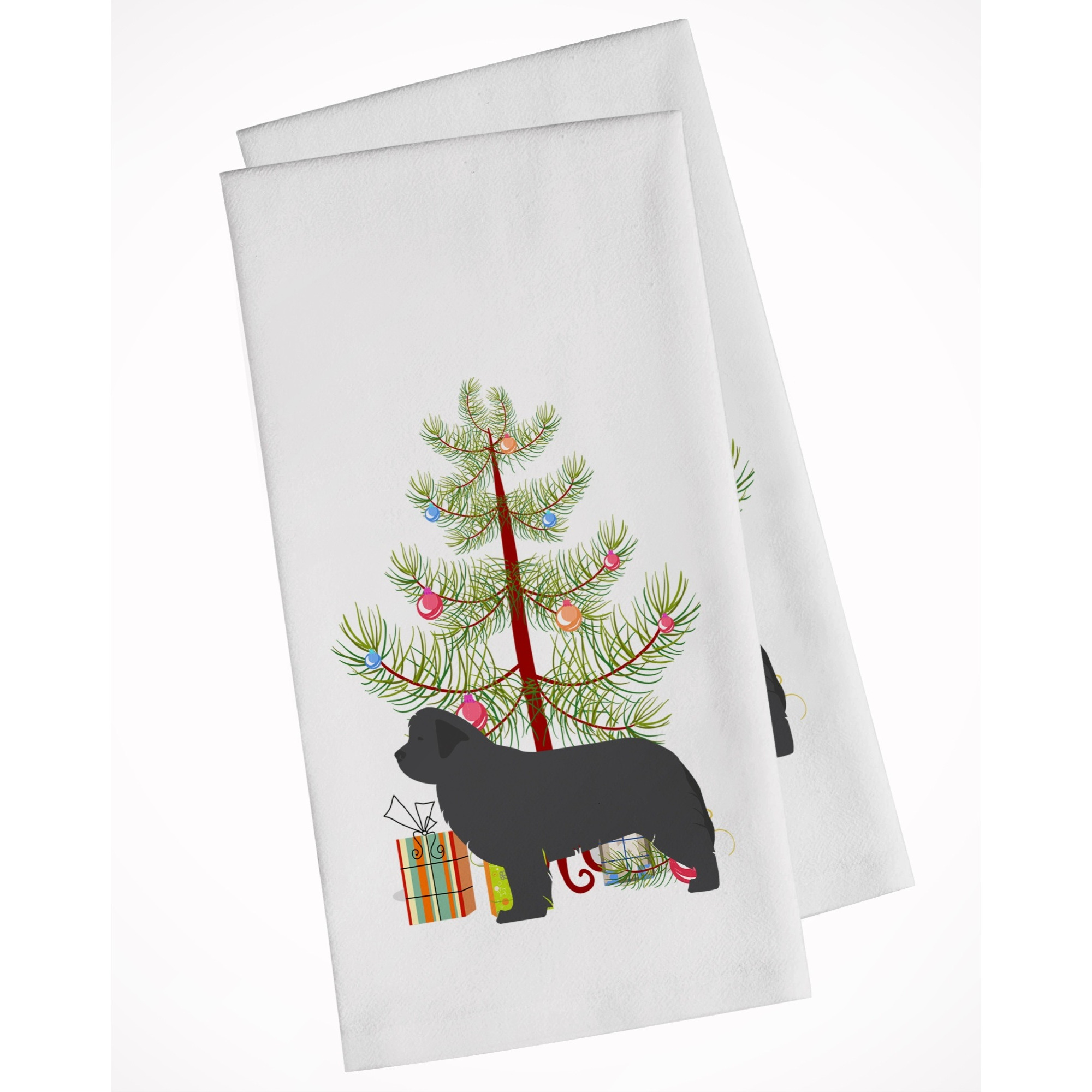 Newfoundland Merry Christmas Tree White Kitchen Towel Set of 2