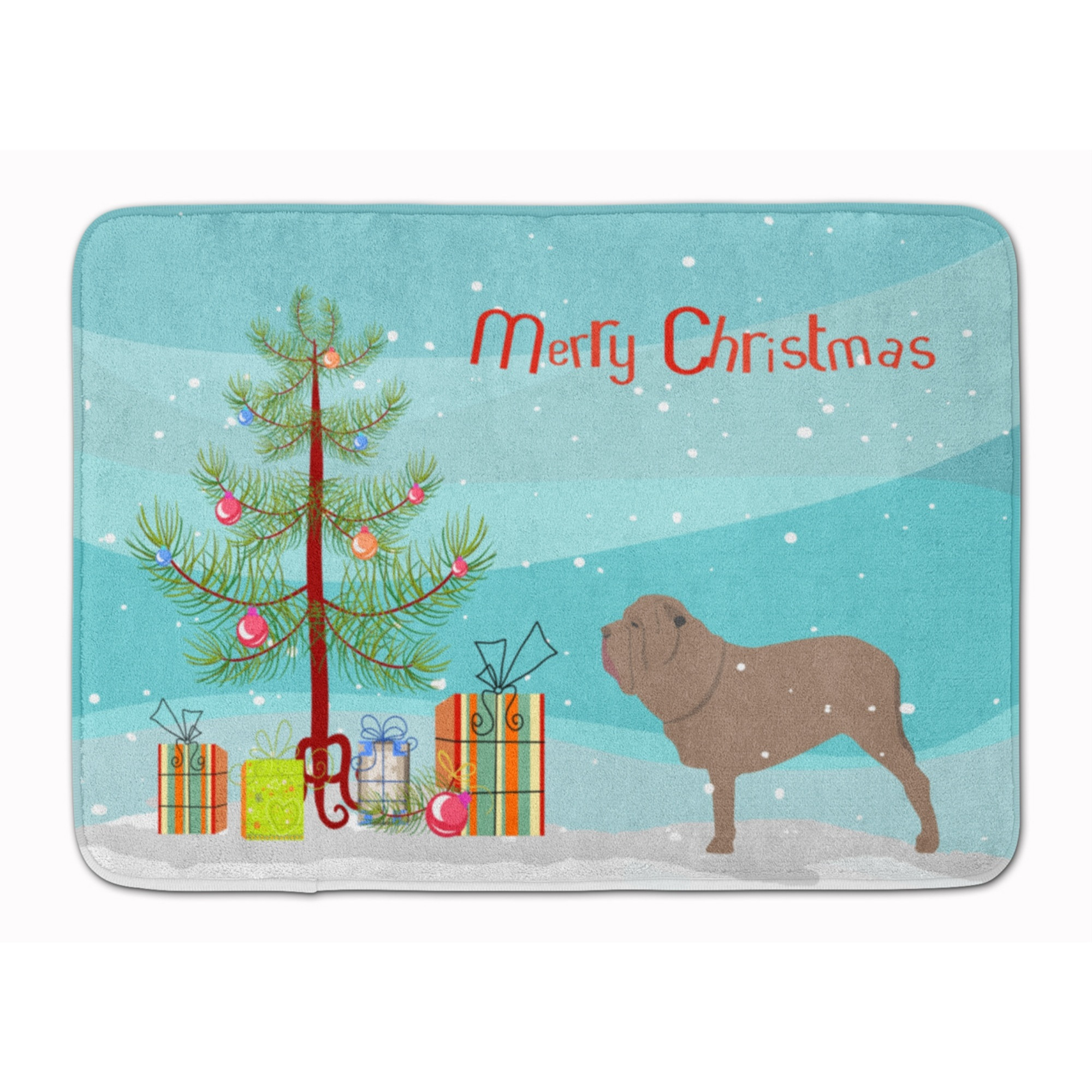 &quotCaroline's Treasures Neapolitan Mastiff Merry Christmas Tree Floor Mat, 19"" x 27"", Multicolor"