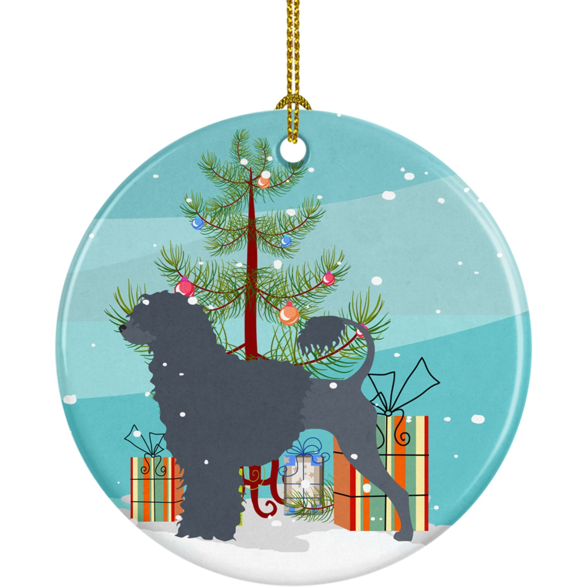 &quotCaroline's Treasures Portuguese Water Dog Merry Christmas Tree Ceramic Ornament, Multicolor"