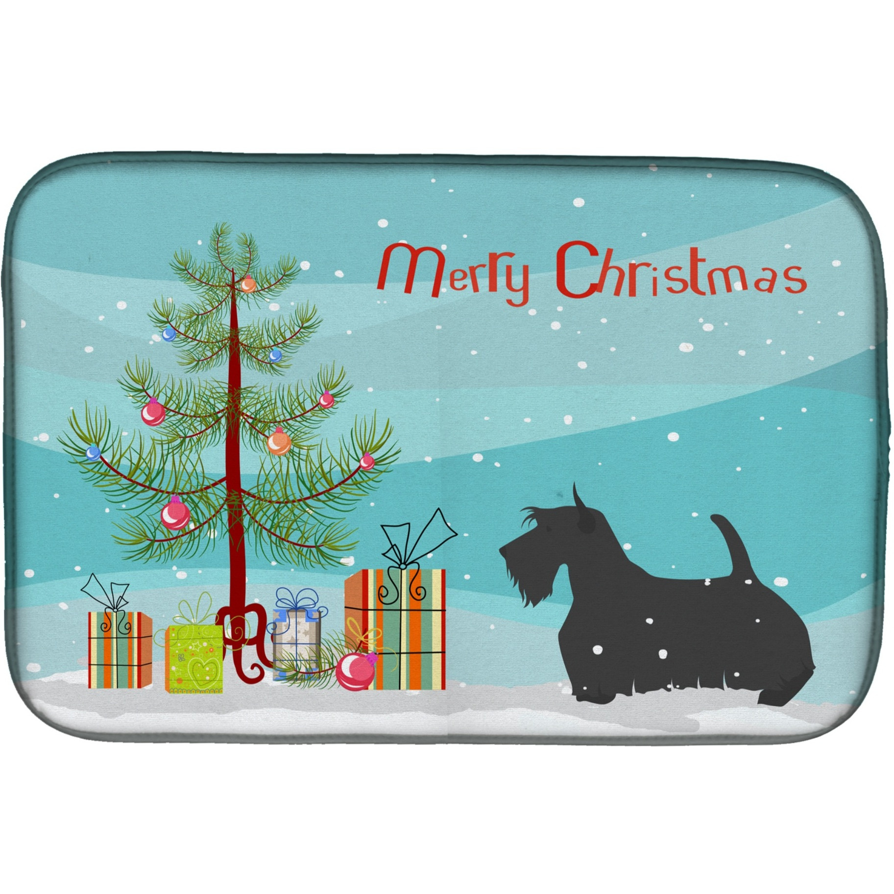 &quotCaroline's Treasures Scottish Terrier Merry Christmas Tree Dish Drying Mat, 14 x 21, Multicolor"