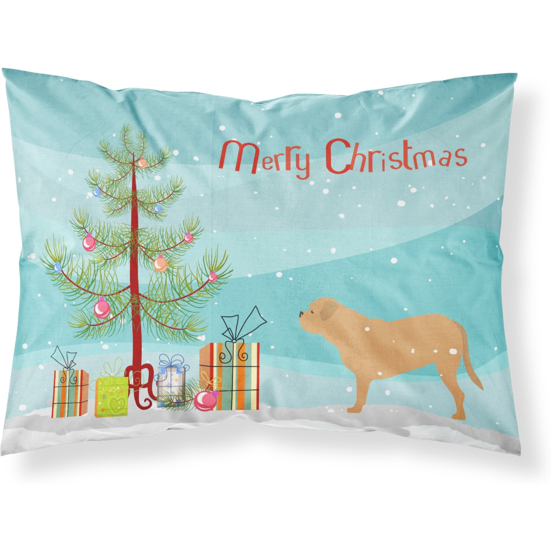 Caroline's Treasures Christmas Tree Dogue de Bordeaux Merry Fabric Standard Pillowcase BB2988PILLOWCASE