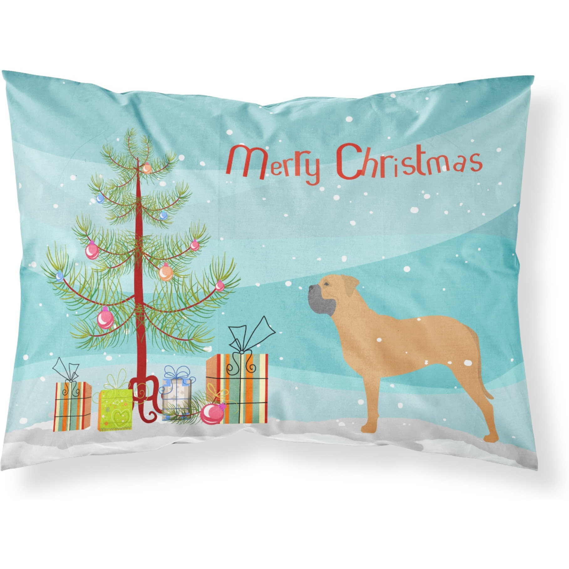 Caroline's Treasures Christmas Tree Bullmastiff Merry Fabric Standard Pillowcase BB2989PILLOWCASE