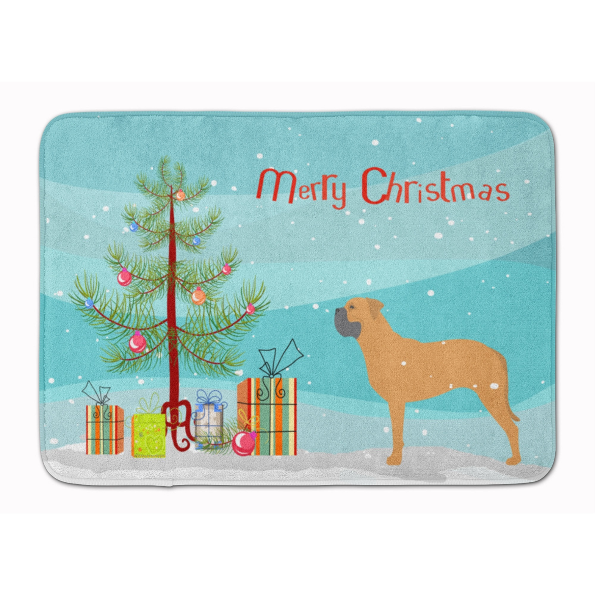 &quotCaroline's Treasures Bullmastiff Merry Christmas Tree Floor Mat, 19"" x 27"", Multicolor"