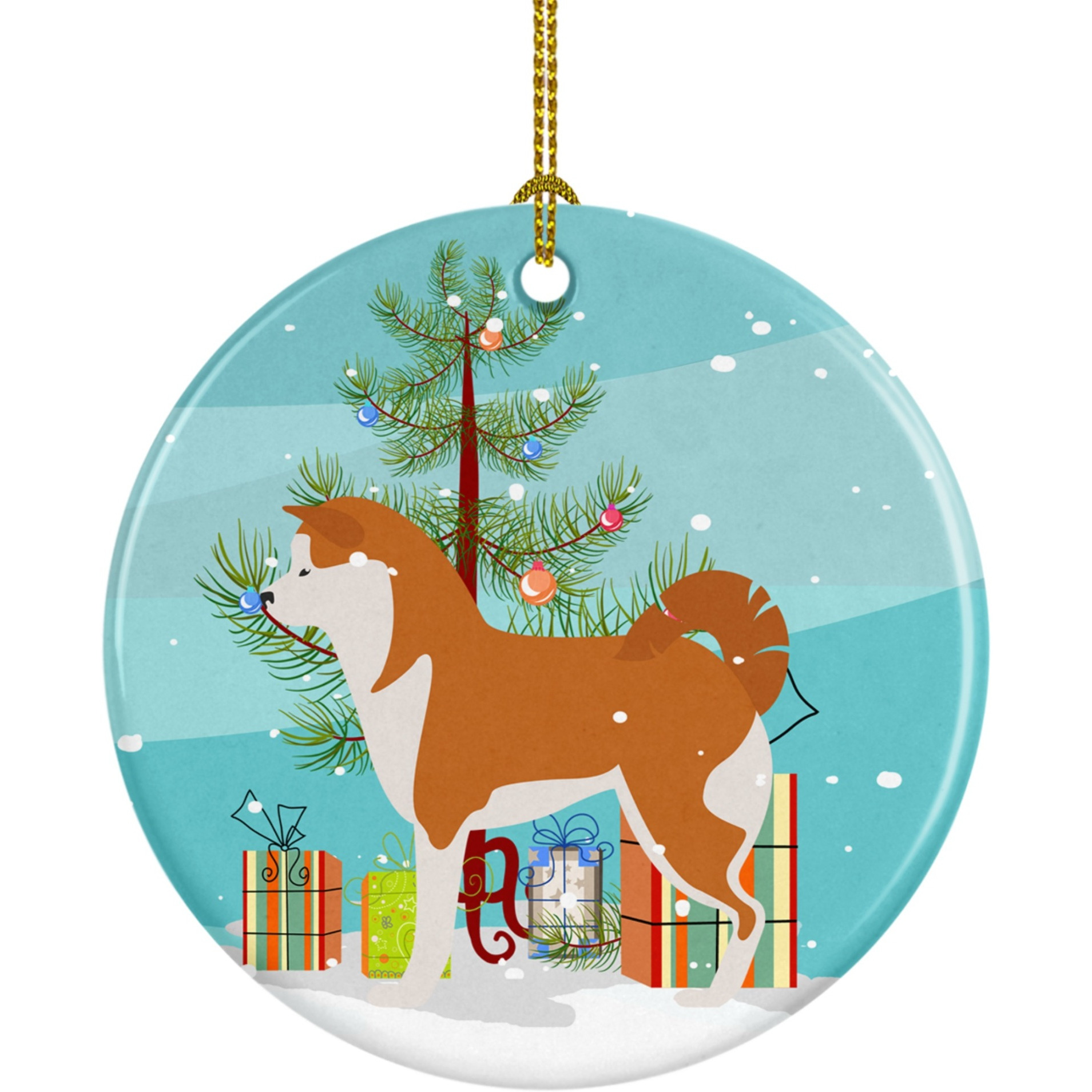 Caroline's Treasures Akita Merry Christmas Tree Ceramic Ornament