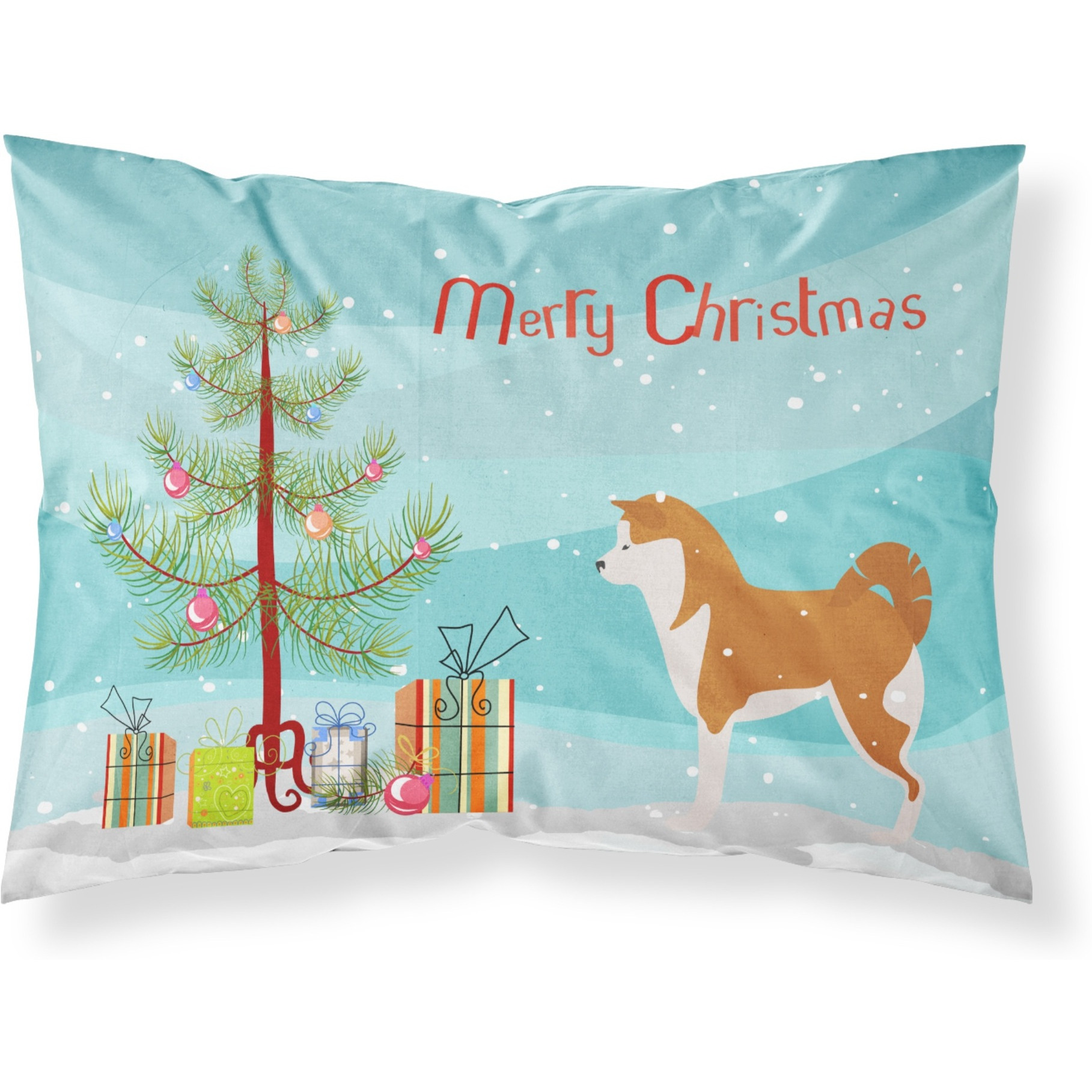 Caroline's Treasures Christmas Tree Akita Merry Fabric Standard Pillowcase BB2990PILLOWCASE