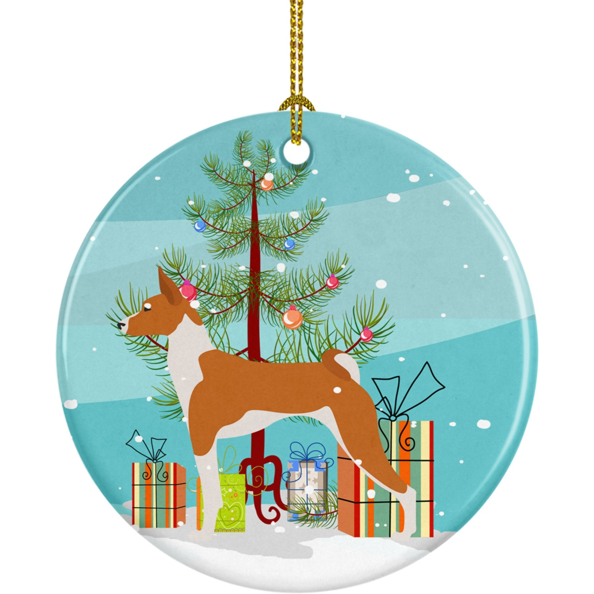 Caroline's Treasures Basenji Merry Christmas Tree Ceramic Ornament