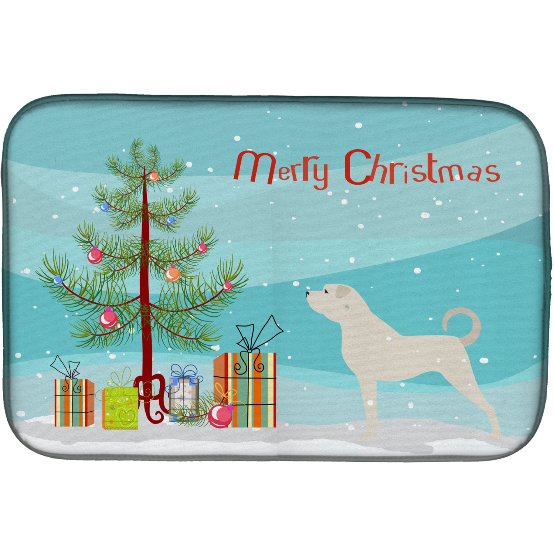 &quotCaroline's Treasures Anatolian Shepherd Merry Christmas Tree Dish Drying Mat, 14"" x 21"""