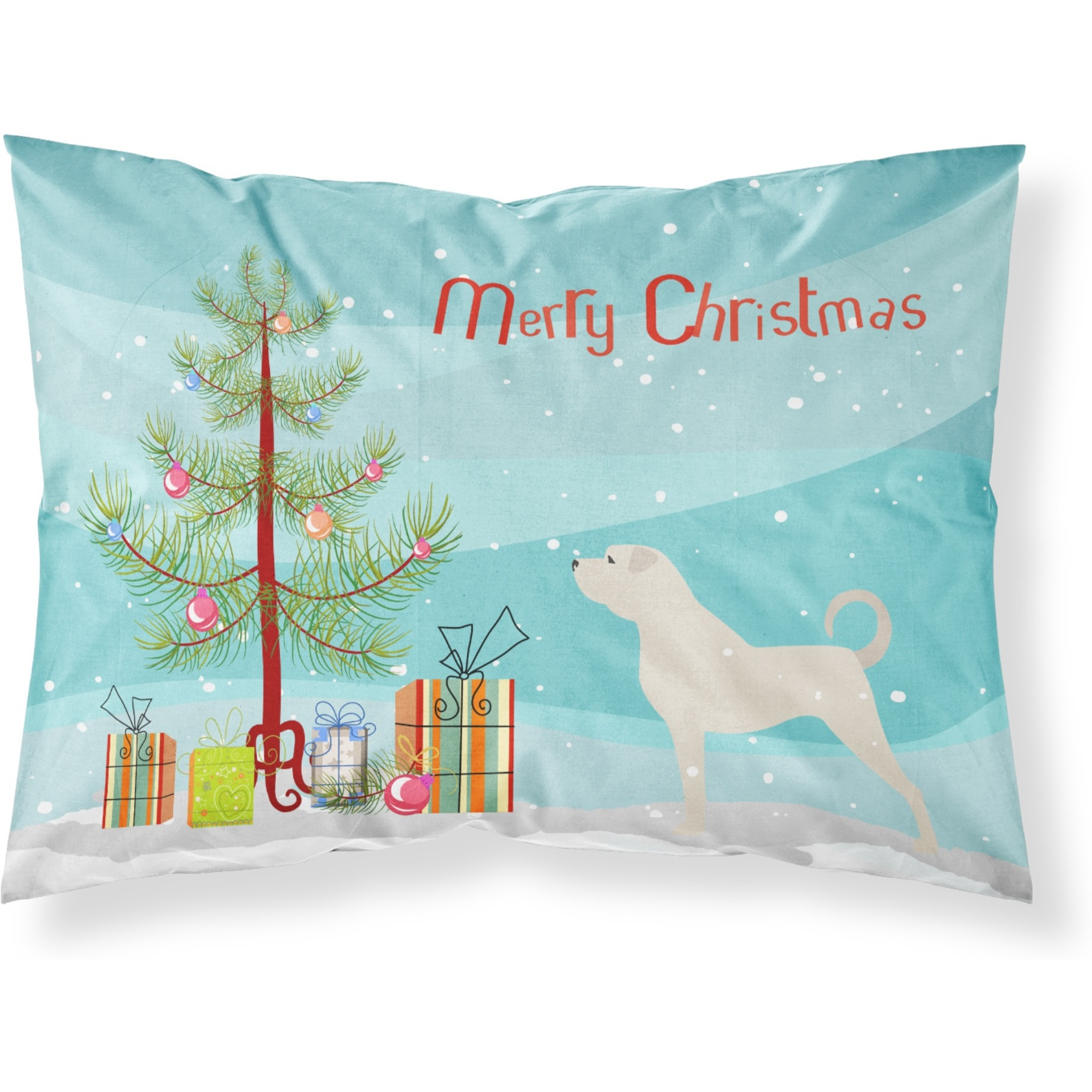 Caroline's Treasures Christmas Tree Anatolian Shepherd Merry Fabric Standard Pillowcase BB2995PILLOWCASE