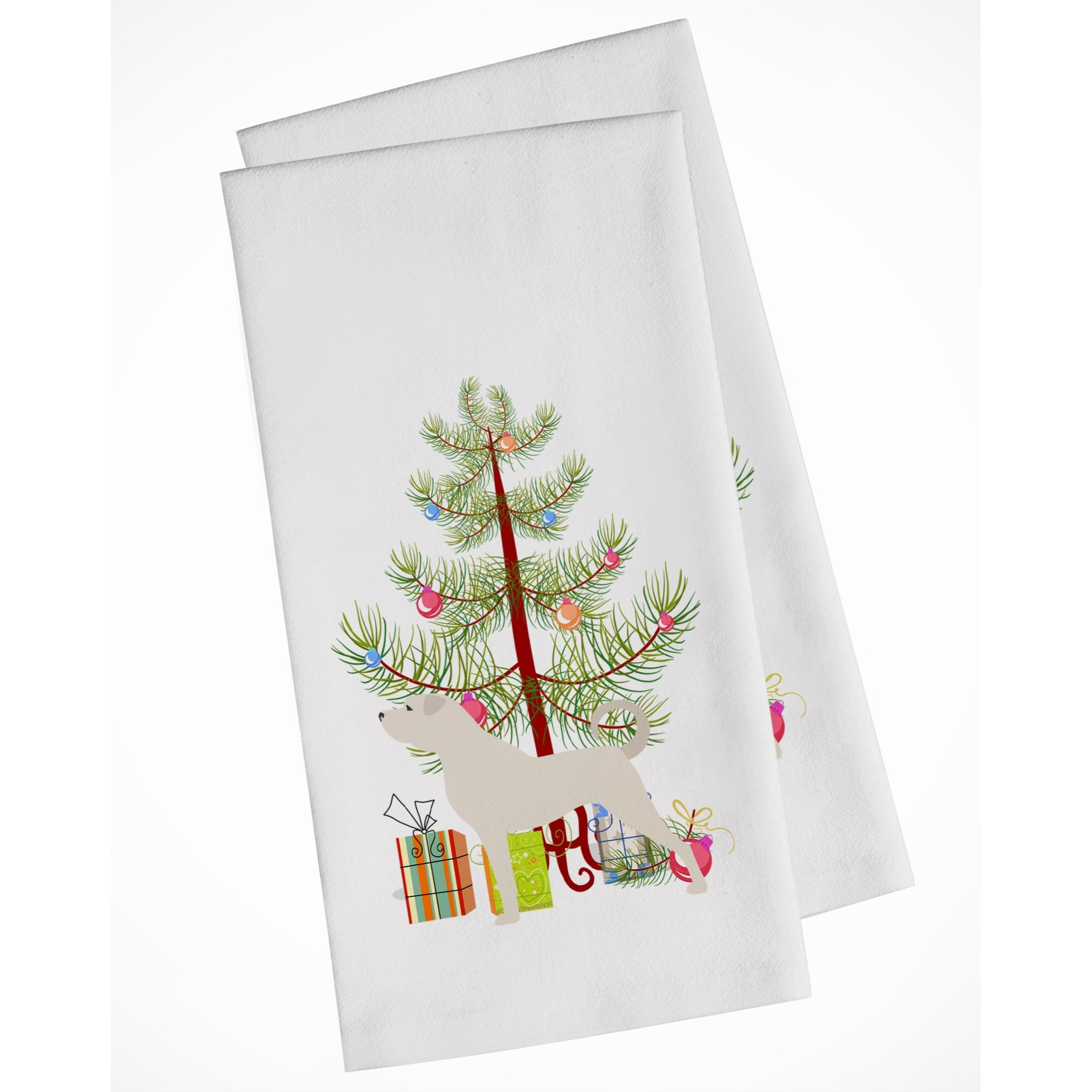 Anatolian Shepherd Merry Christmas Tree White Kitchen Towel Set of 2
