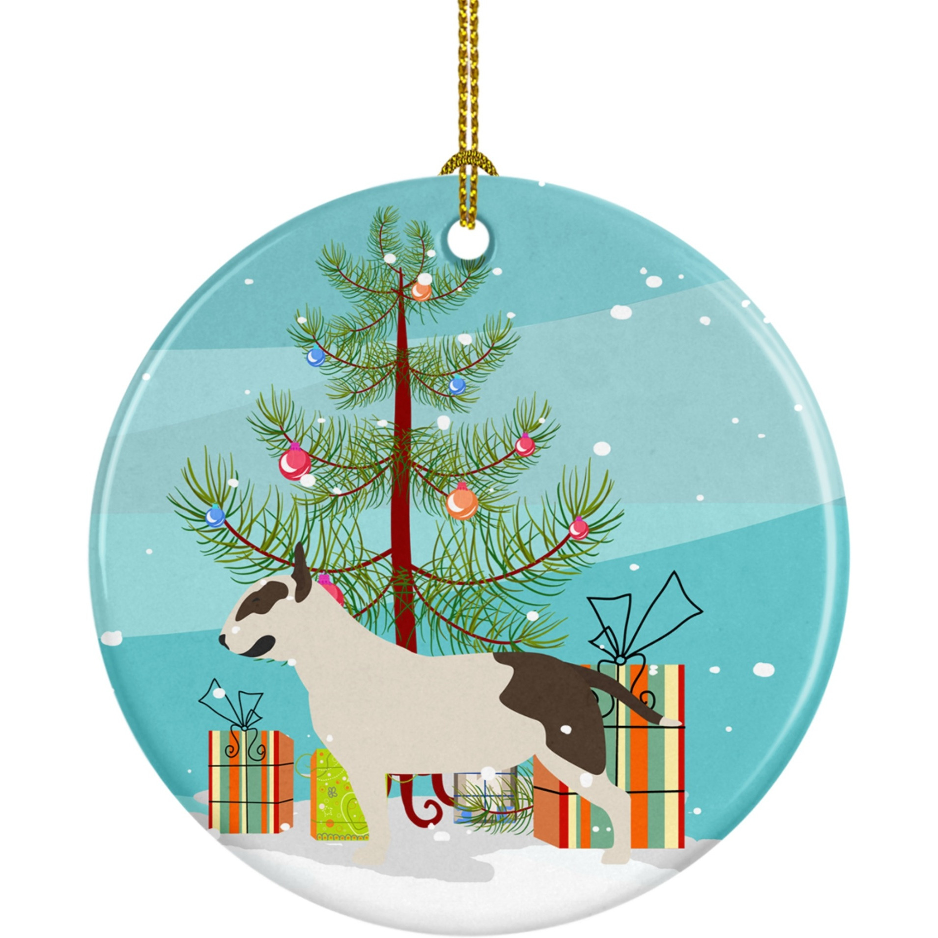&quotCaroline's Treasures Bull Terrier Merry Christmas Tree Ceramic Ornament, Multicolor"