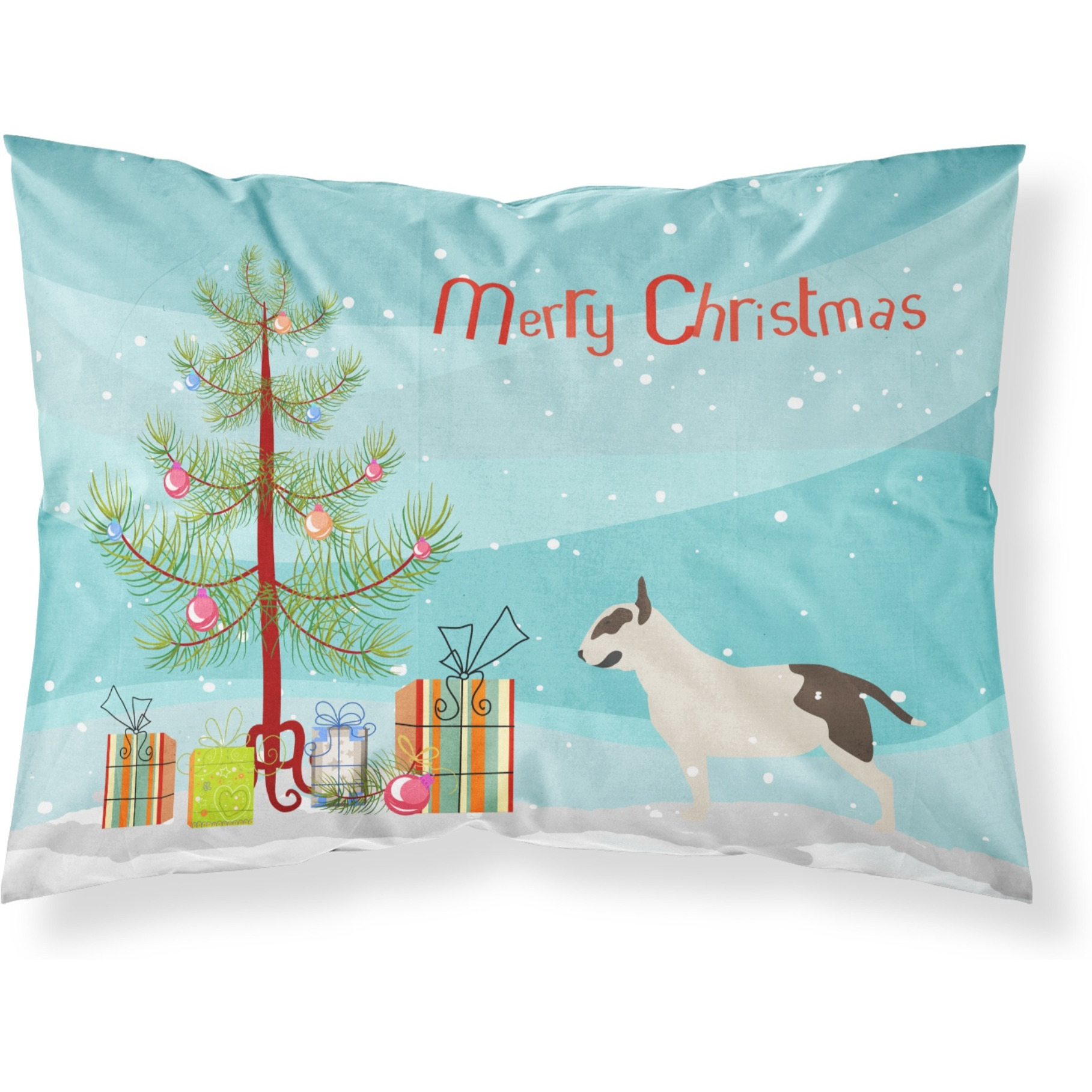 Caroline's Treasures Christmas Tree Bull Terrier Merry Fabric Standard Pillowcase BB2996PILLOWCASE