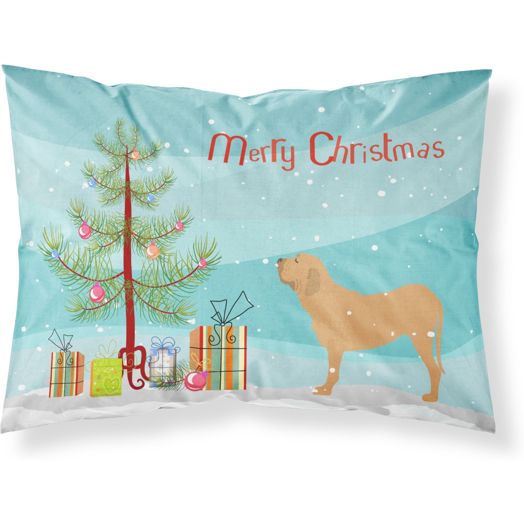 Caroline's Treasures Christmas Tree Fila Brasileiro Merry Fabric Standard Pillowcase BB2997PILLOWCASE