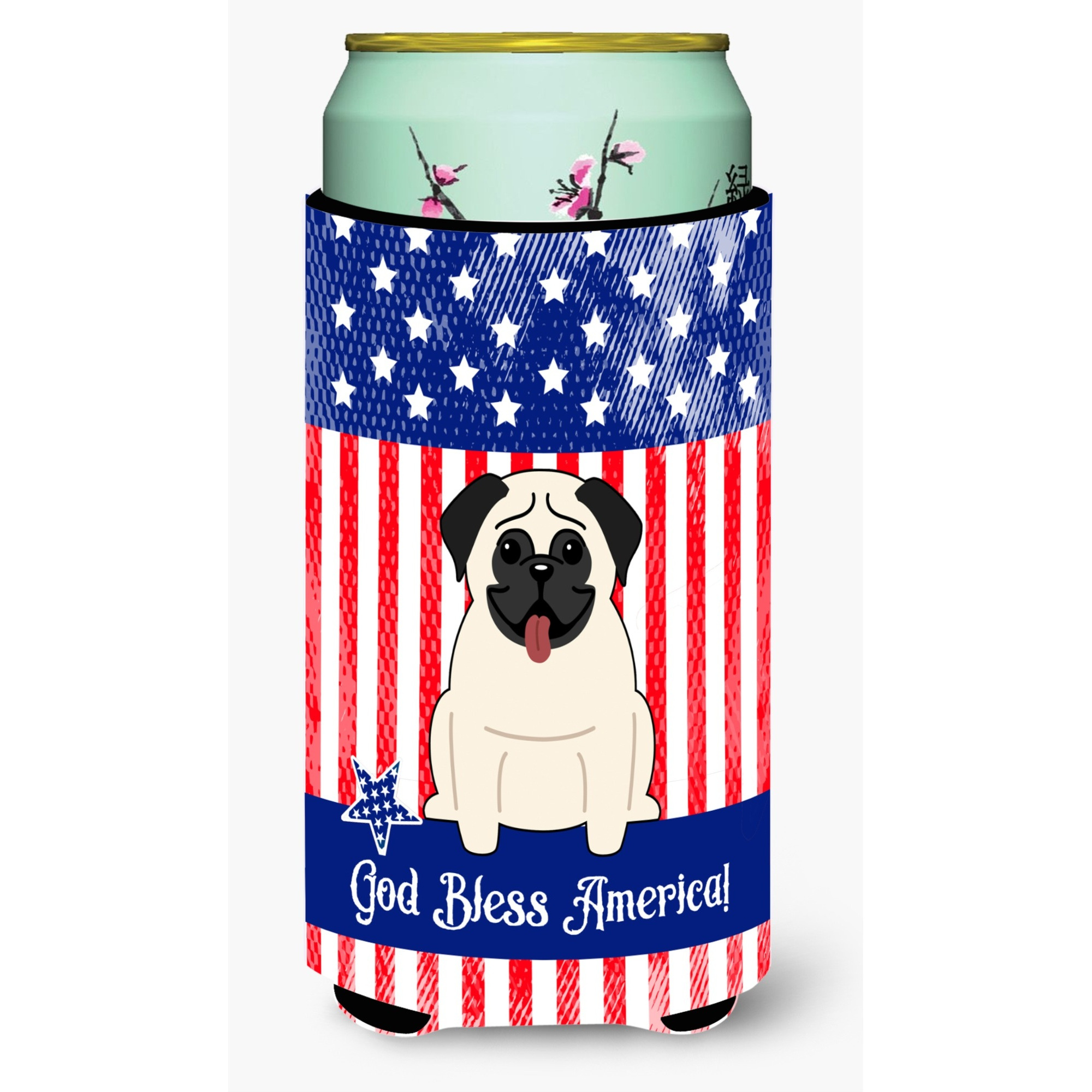 &quotCaroline's Treasures BB2999TBC USA Pug Cream Tall Boy Insulator Hugger cold-beverage-koozies, Multicolor"