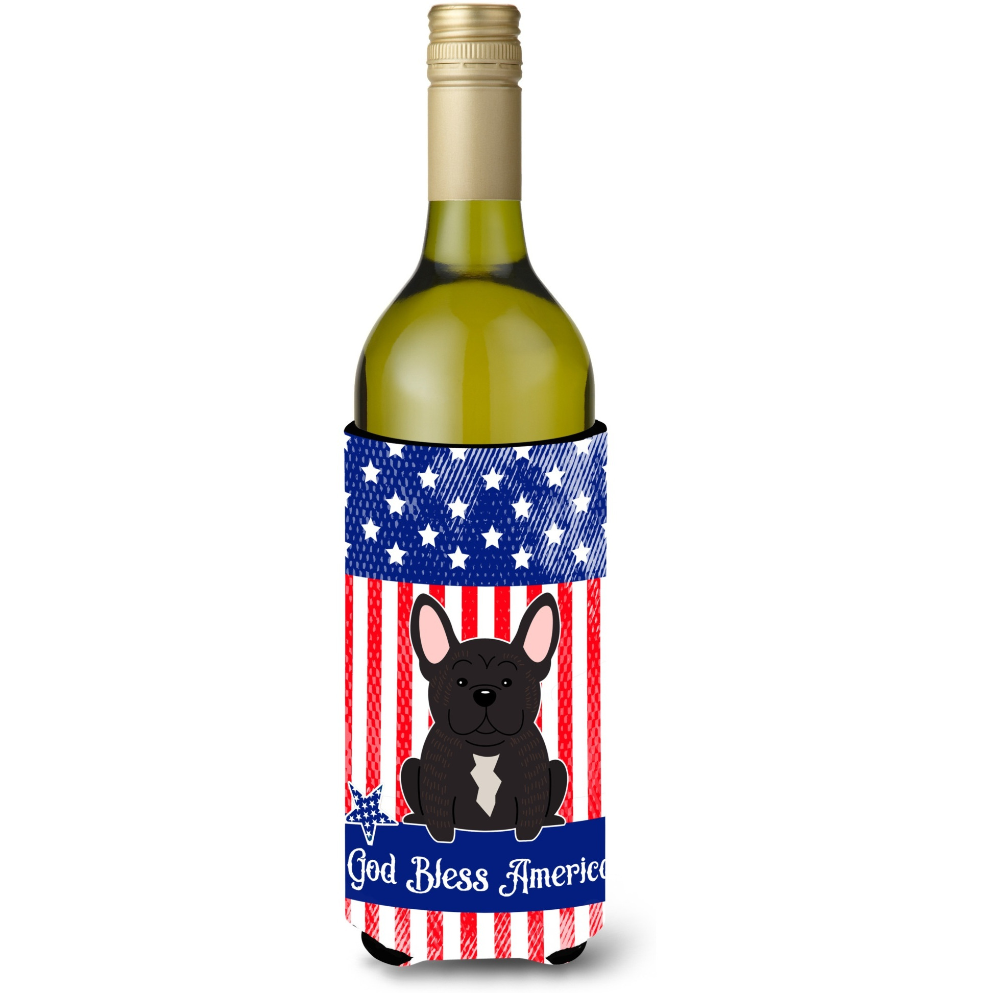 &quotCaroline's Treasures BB3004LITERK USA French Bulldog Brindle Wine Bottle Hugger cold-beverage-koozies, 750 ml, Multicolor"
