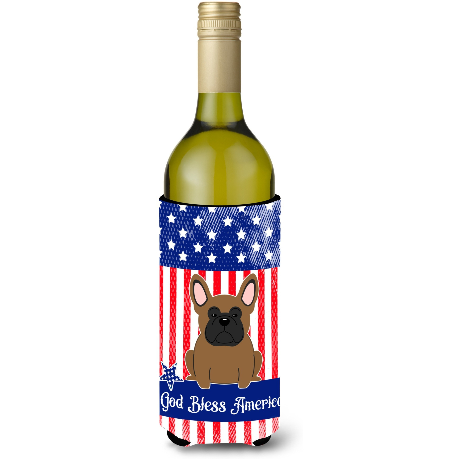 &quotCaroline's Treasures BB3008LITERK USA French Bulldog Brown Wine Bottle Hugger cold-beverage-koozies, 750 ml, Multicolor"