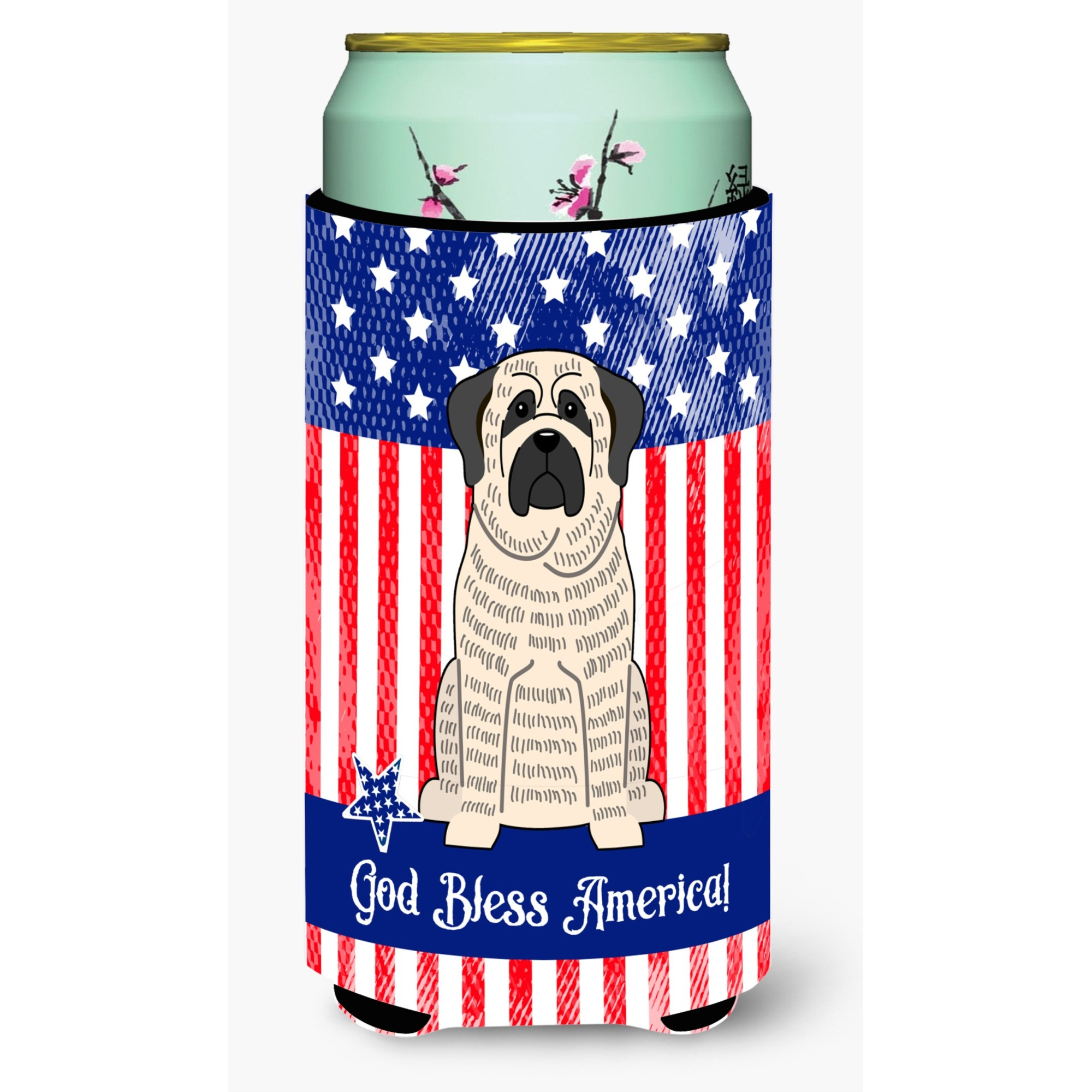 &quotCaroline's Treasures BB3011TBC Patriotic USA Mastiff Brindle White Tall Boy Hugger cold-beverage-koozies, Multicolor"