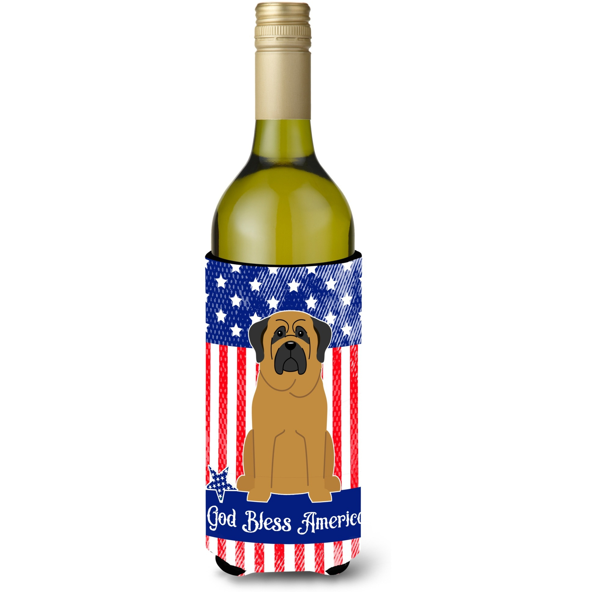&quotCaroline's Treasures BB3013LITERK Patriotic USA Mastiff Wine Bottle Hugger cold-beverage-koozies, 750 ml, Multicolor"