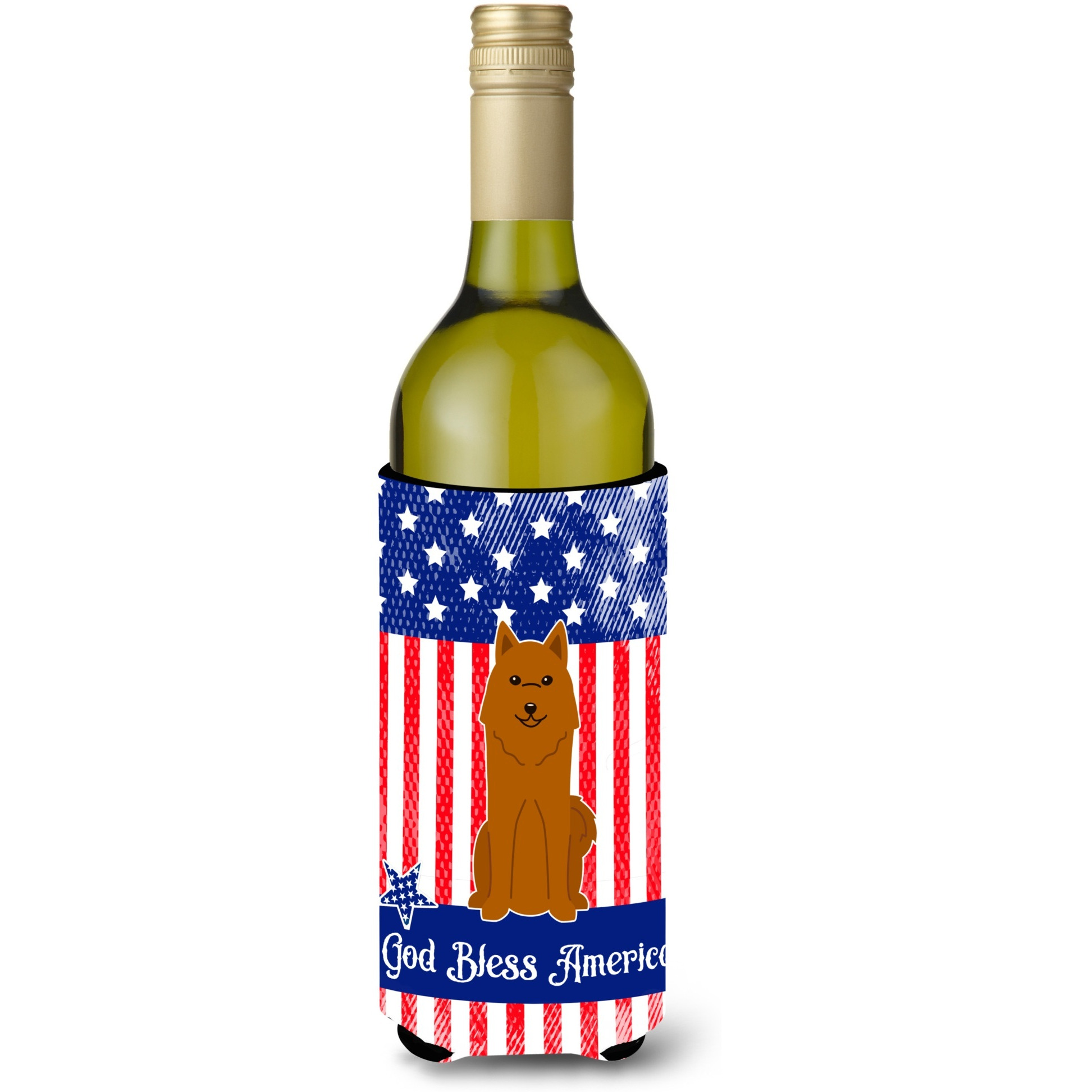 &quotCaroline's Treasures BB3017LITERK Patriotic USA Karelian Bear Dog Wine Bottle Hugger cold-beverage-koozies, 750 ml, Multicolor"
