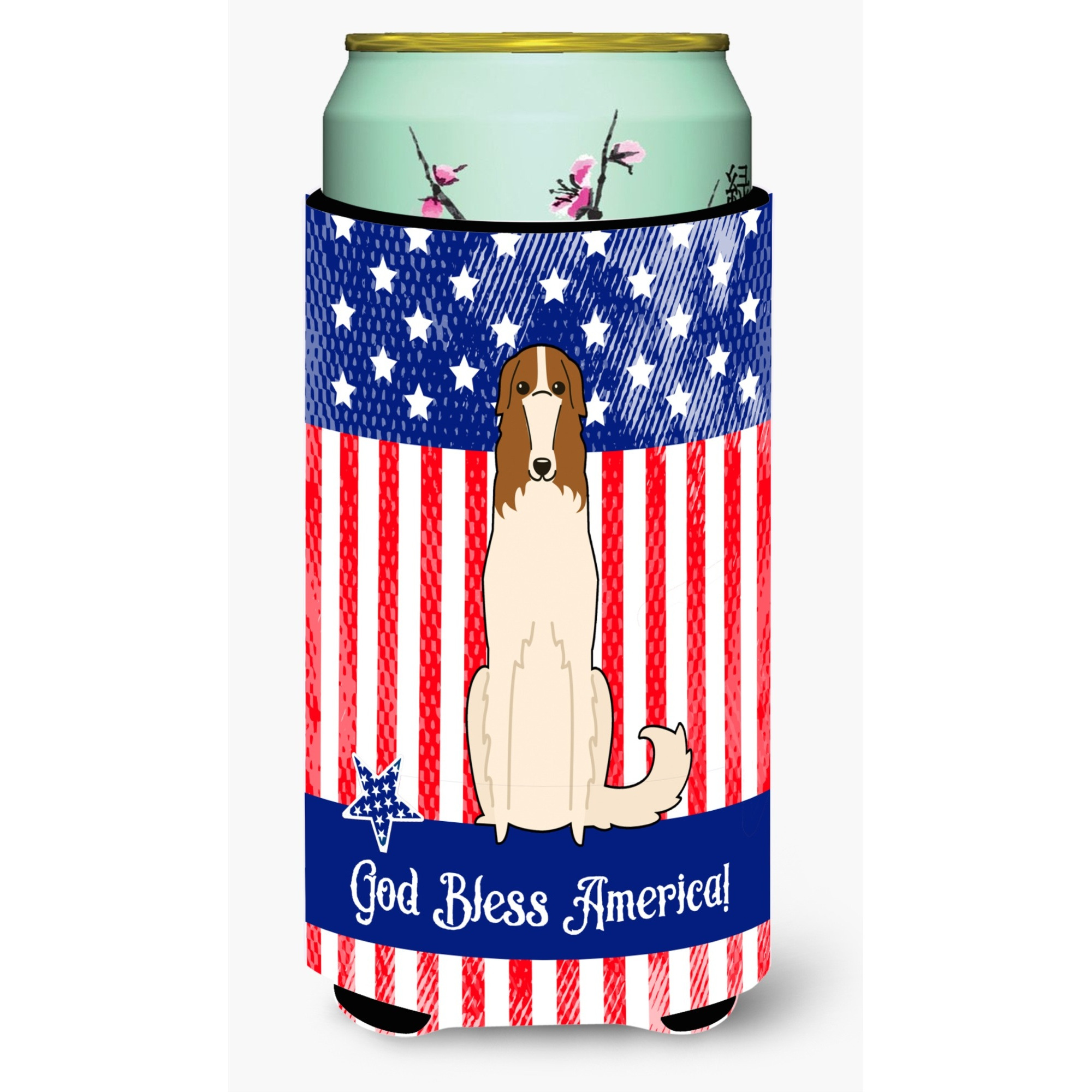 &quotCaroline's Treasures BB3018TBC Patriotic USA Borzoi Tall Boy Hugger cold-beverage-koozies, Multicolor"