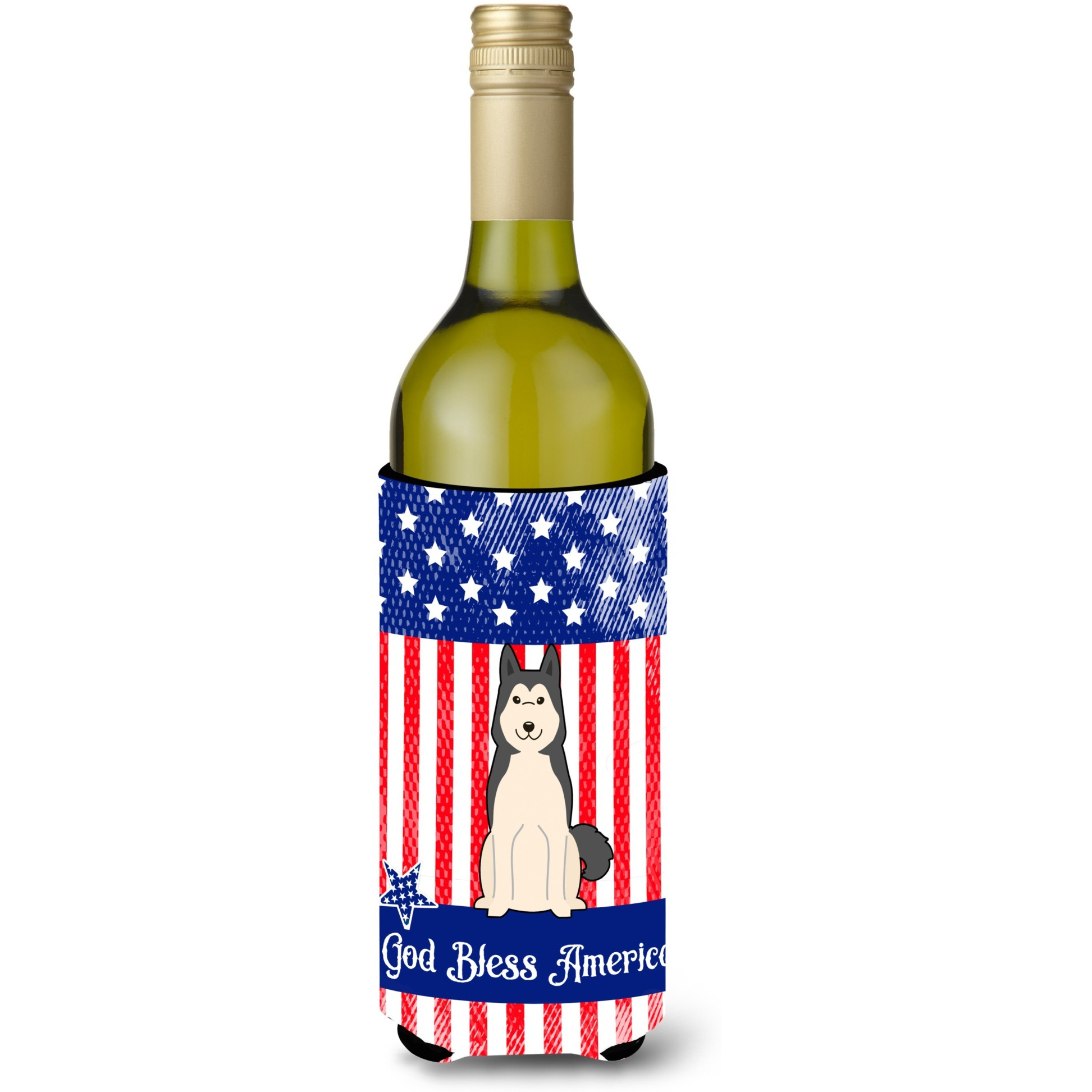 &quotCaroline's Treasures BB3020LITERK USA West Siberian Laika Spitz Wine Bottle Hugger cold-beverage-koozies, 750 ml, Multicolor"