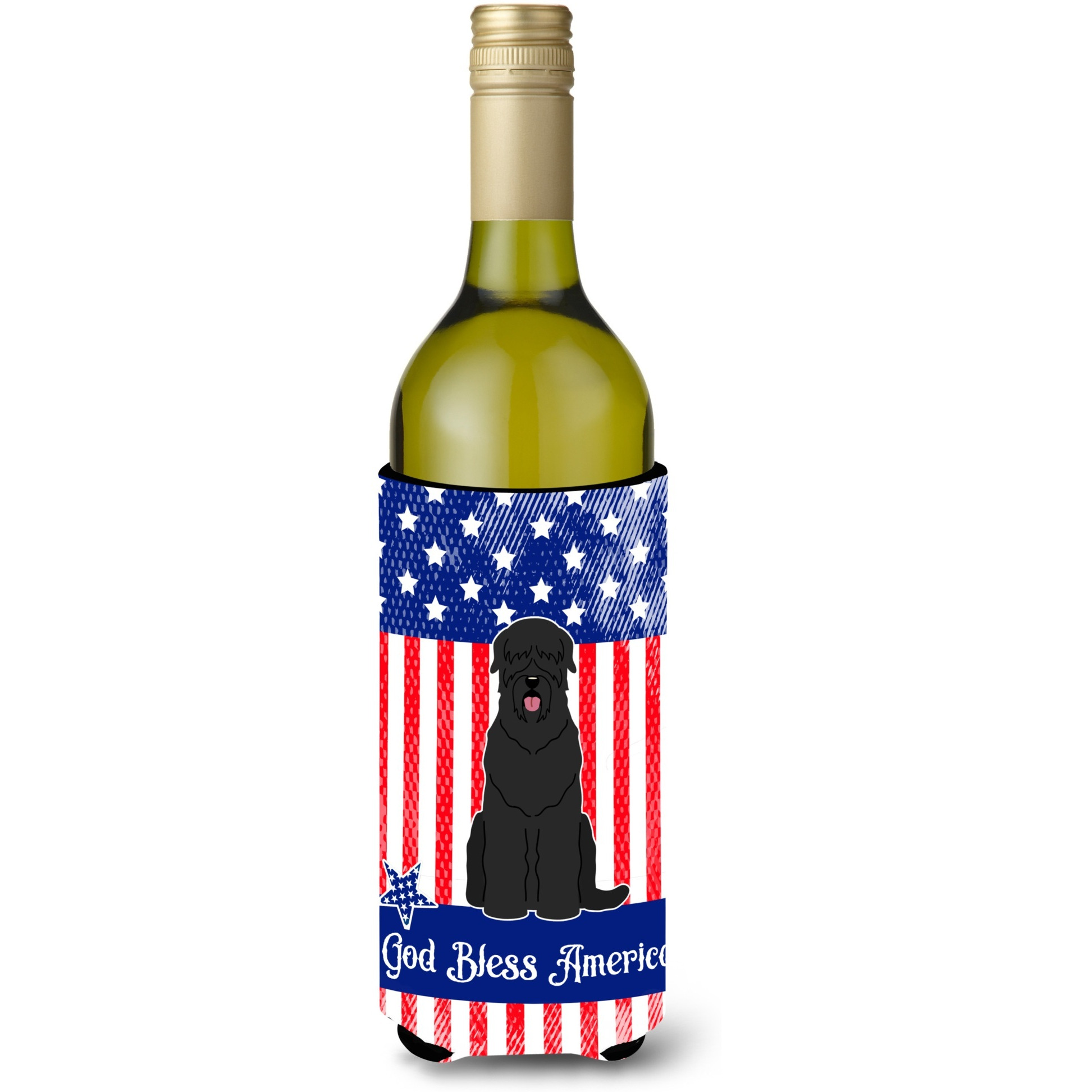&quotCaroline's Treasures BB3021LITERK USA Black Russian Terrier Wine Bottle Hugger cold-beverage-koozies, 750 ml, Multicolor"