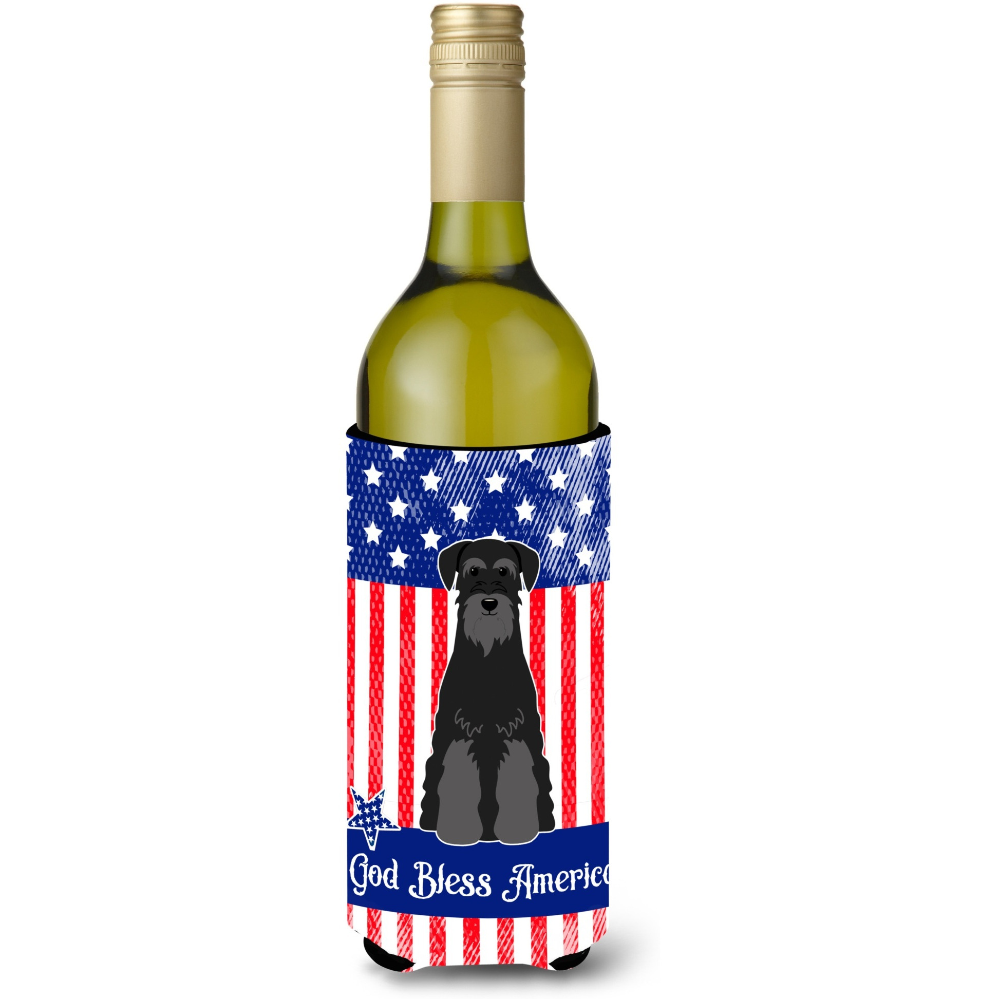 &quotCaroline's Treasures BB3027LITERK USA Standard Schnauzer Black Wine Bottle Hugger cold-beverage-koozies, 750 ml, Multicolor"