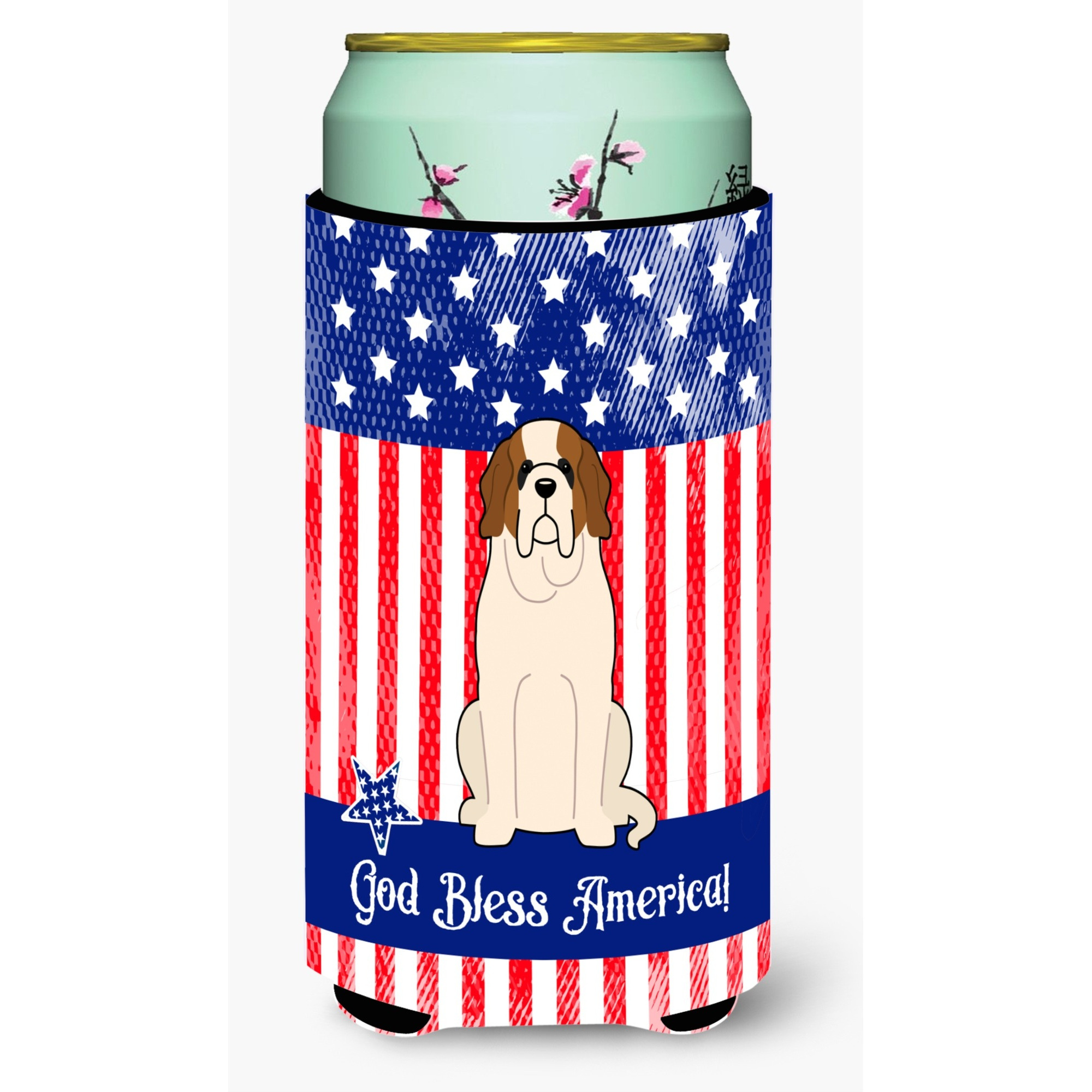 &quotCaroline's Treasures BB3030TBC Patriotic USA Saint Bernard Tall Boy Hugger cold-beverage-koozies, Multicolor"