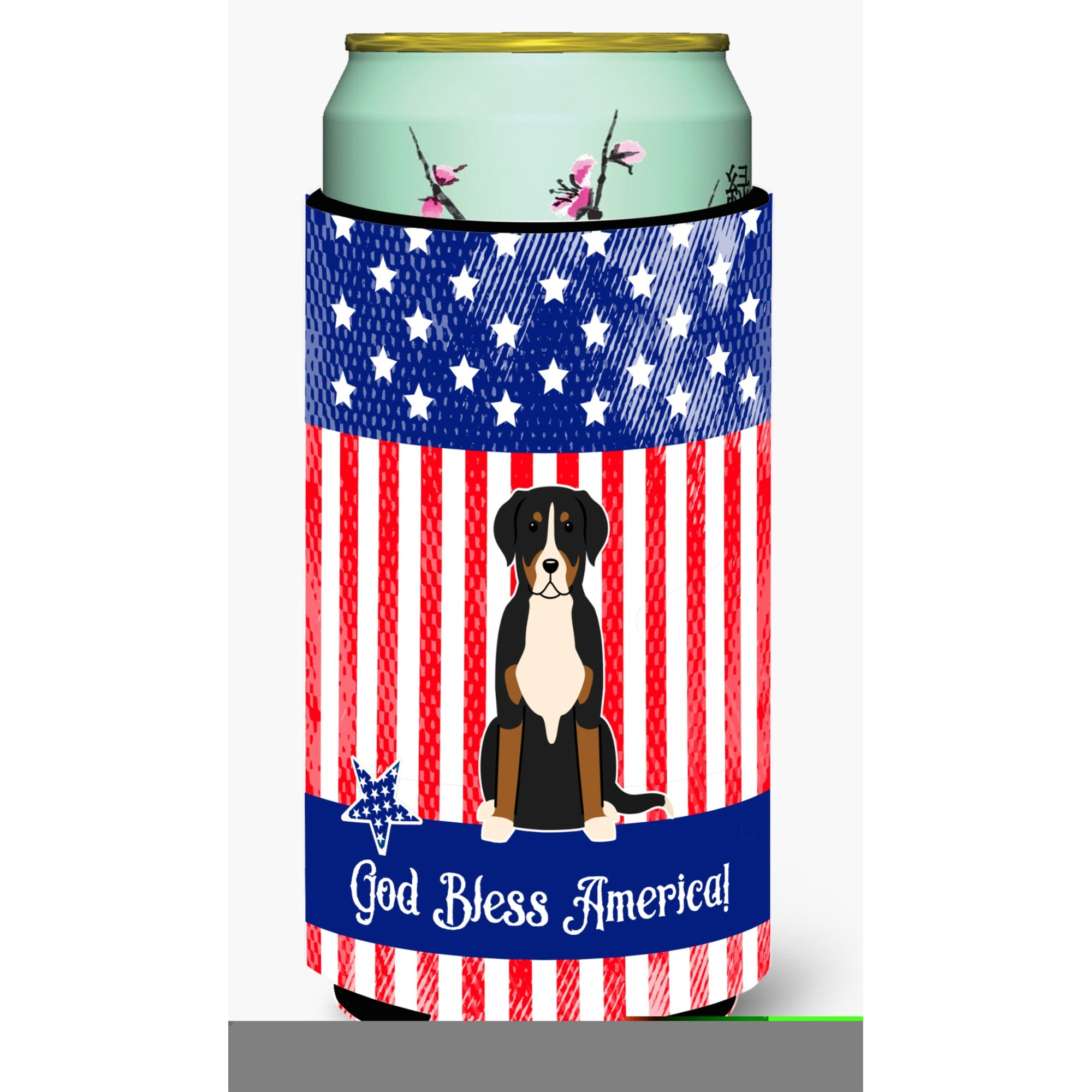 &quotCaroline's Treasures BB3032TBC USA Greater Swiss Mountain Dog Tall Boy Hugger cold-beverage-koozies, Multicolor"