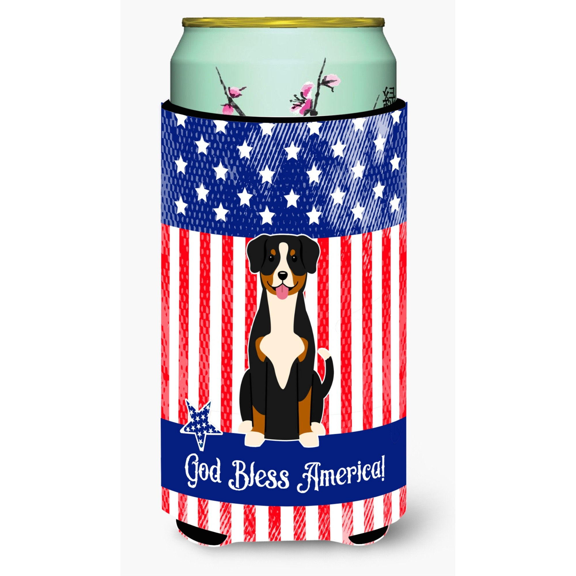 &quotCaroline's Treasures BB3033TBC Patriotic USA Entlebucher Tall Boy Hugger cold-beverage-koozies, Multicolor"