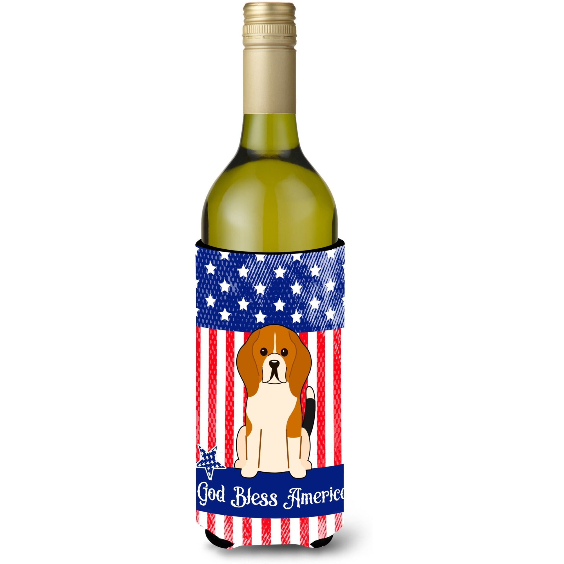 &quotCaroline's Treasures BB3035LITERK Patriotic USA Beagle Tricolor Wine Bottle Hugger cold-beverage-koozies, 750 ml, Multicolor"