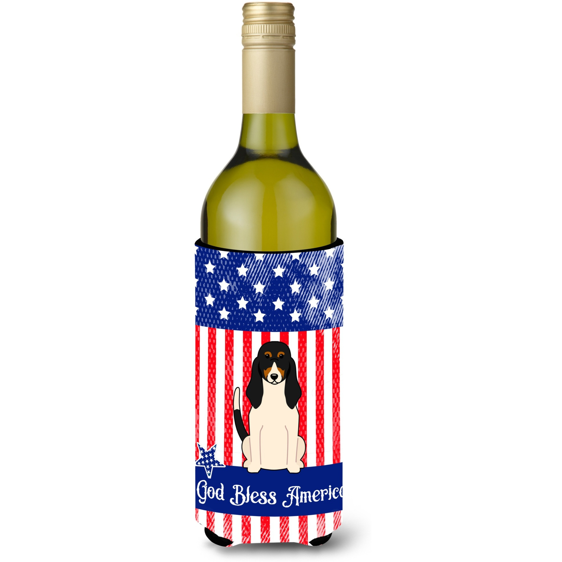 &quotCaroline's Treasures BB3039LITERK Patriotic USA Swiss Hound Wine Bottle Hugger cold-beverage-koozies, 750 ml, Multicolor"