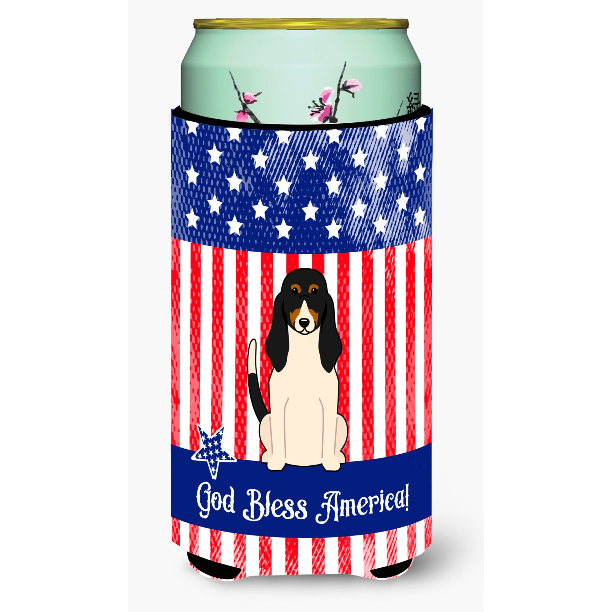&quotCaroline's Treasures BB3039TBC Patriotic USA Swiss Hound Tall Boy Hugger cold-beverage-koozies, Multicolor"