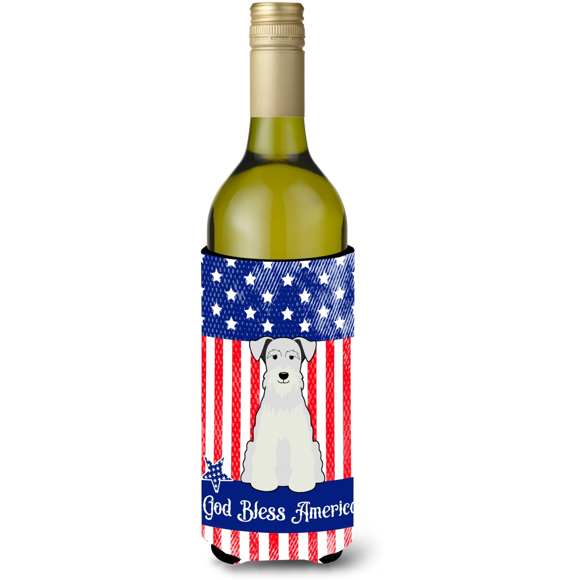&quotCaroline's Treasures BB3048LITERK USA Miniature Schanuzer White Wine Bottle Hugger cold-beverage-koozies, 750 ml, Multicolor"