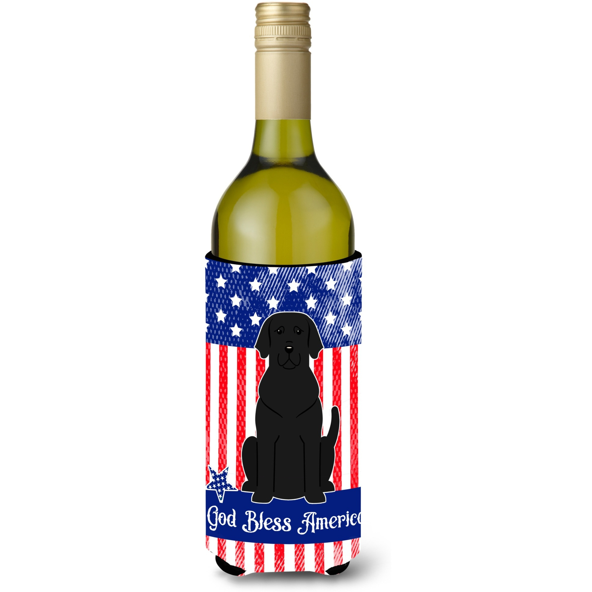 &quotCaroline's Treasures BB3052LITERK Patriotic USA Black Labrador Wine Bottle Hugger cold-beverage-koozies, 750 ml, Multicolor"