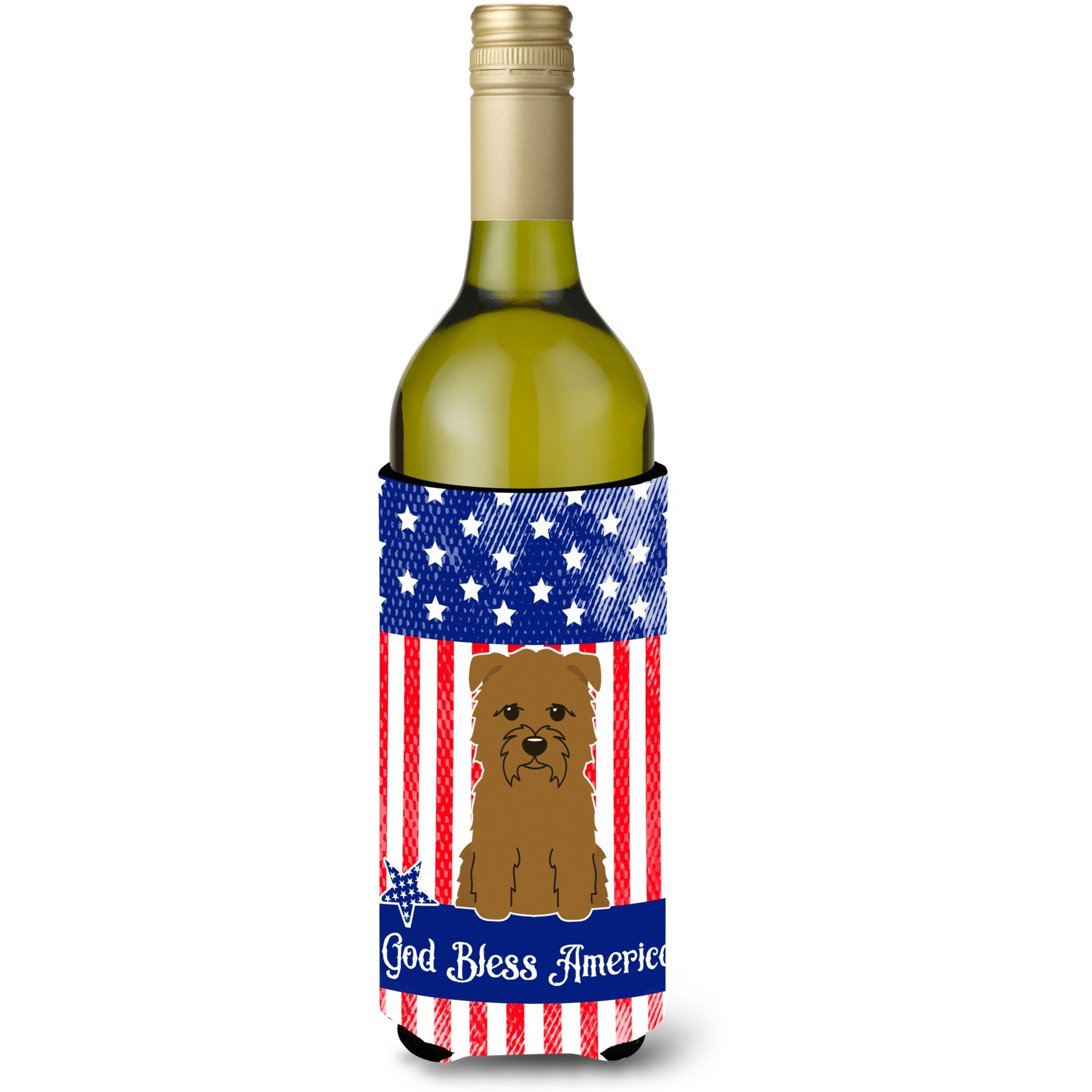 &quotCaroline's Treasures BB3055LITERK Patriotic USA Glen of Imal Tan Wine Bottle Hugger cold-beverage-koozies, 750 ml, Multicolor"